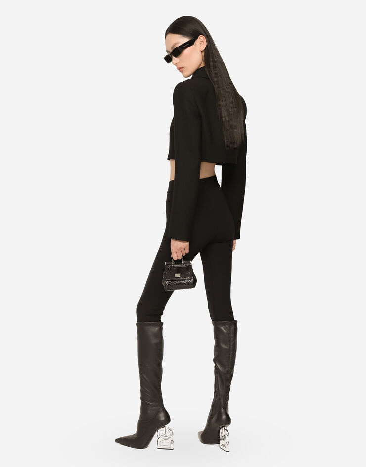 Short double-breasted twill jacket - 3