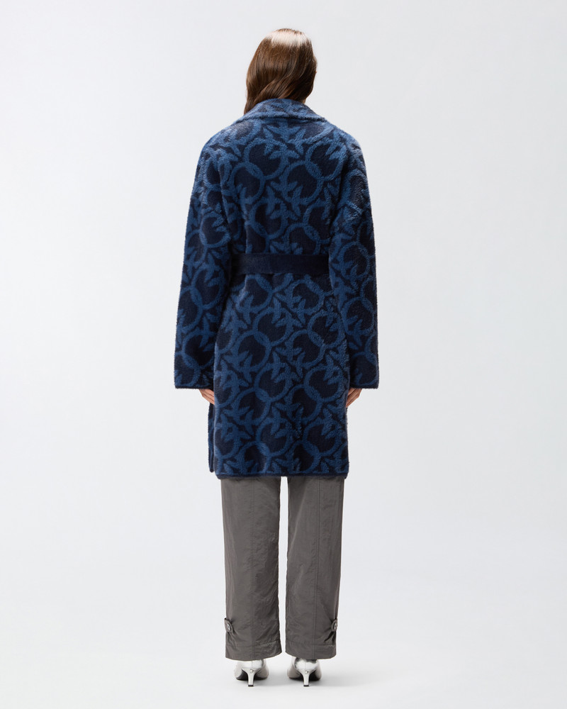 VELOUR-EFFECT COAT WITH JACQUARD LOGO 4