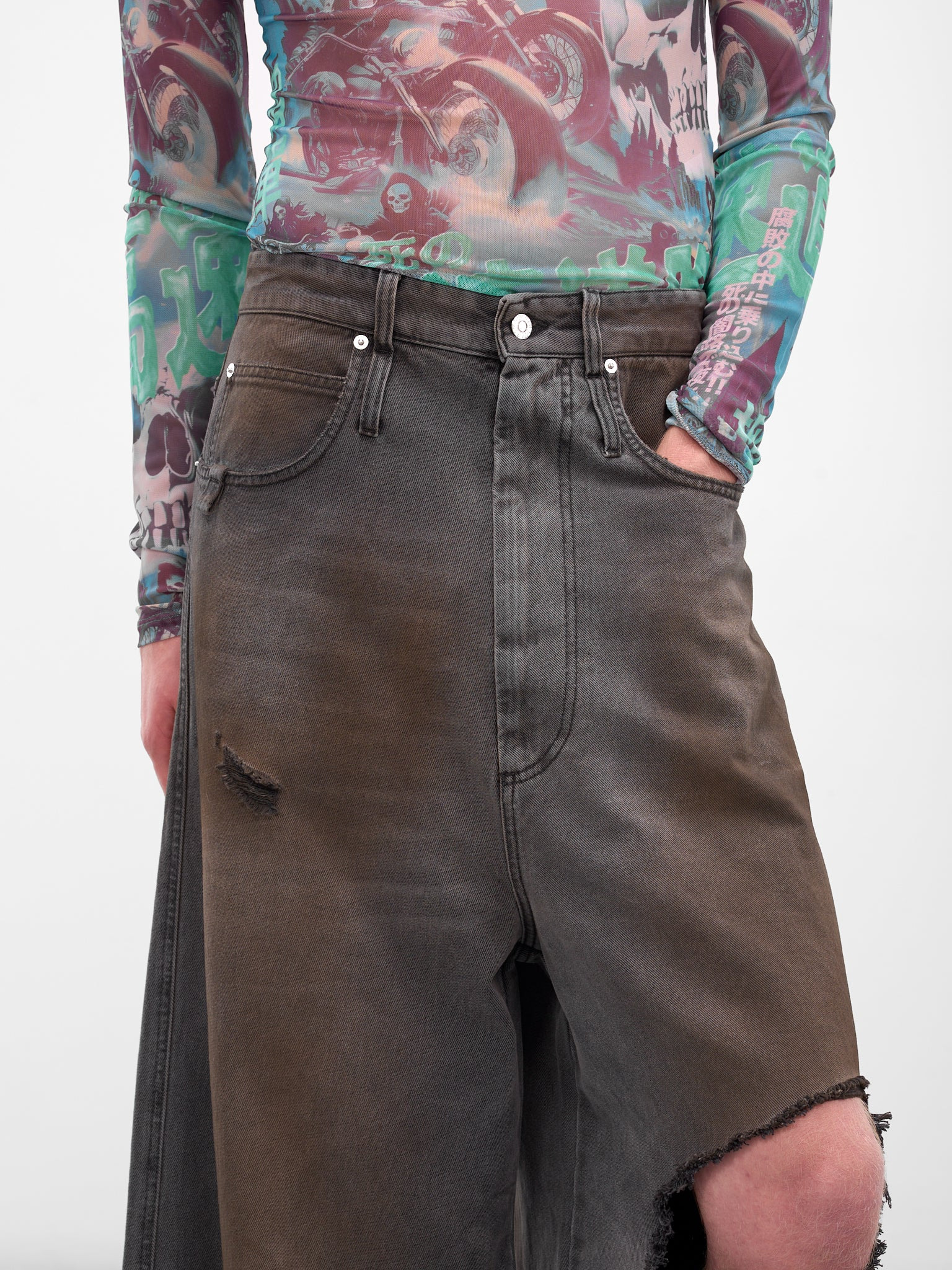 Distressed Dumpster Denim Baggy Jeans - 5