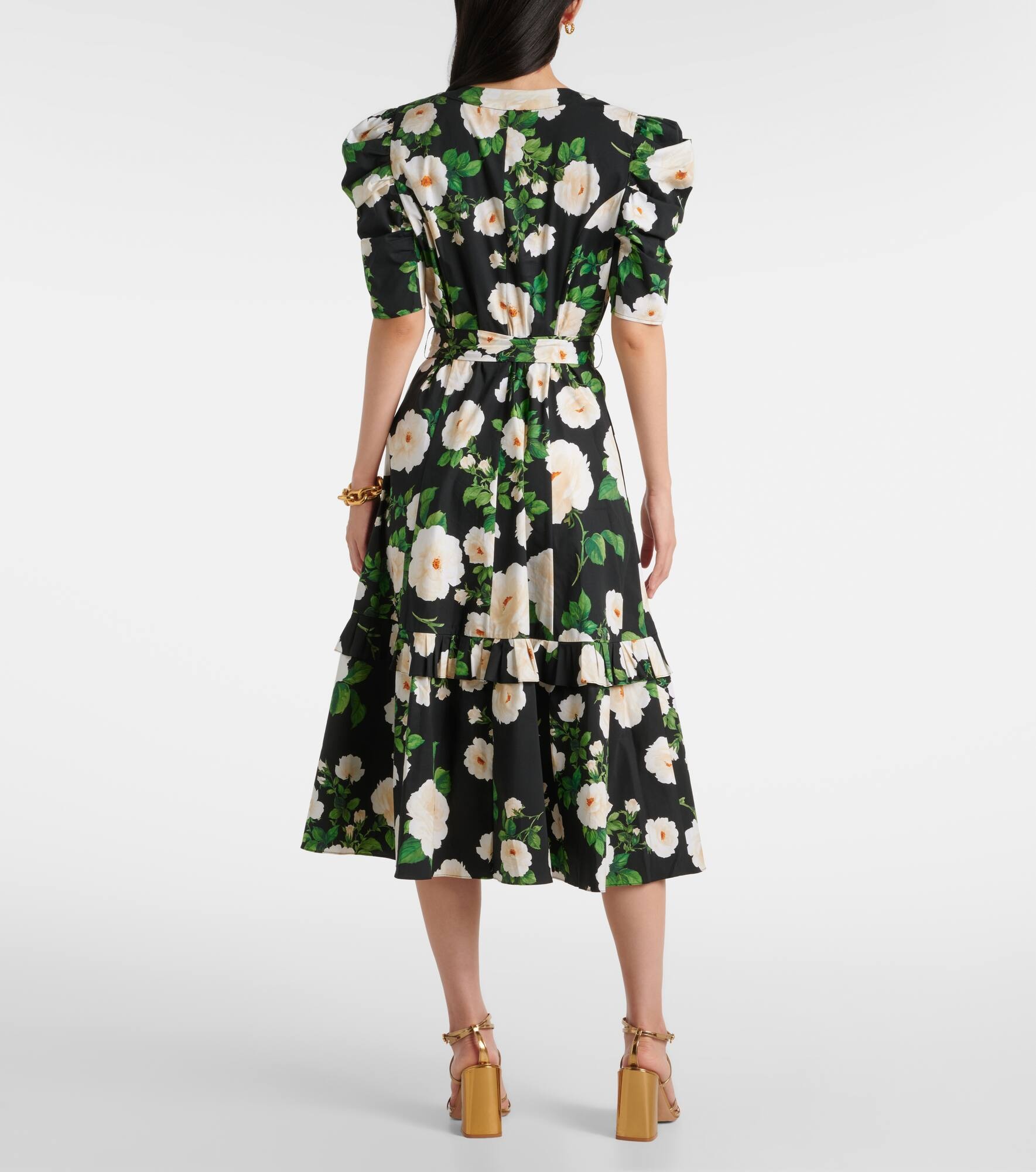Floral cotton-blend midi dress - 3