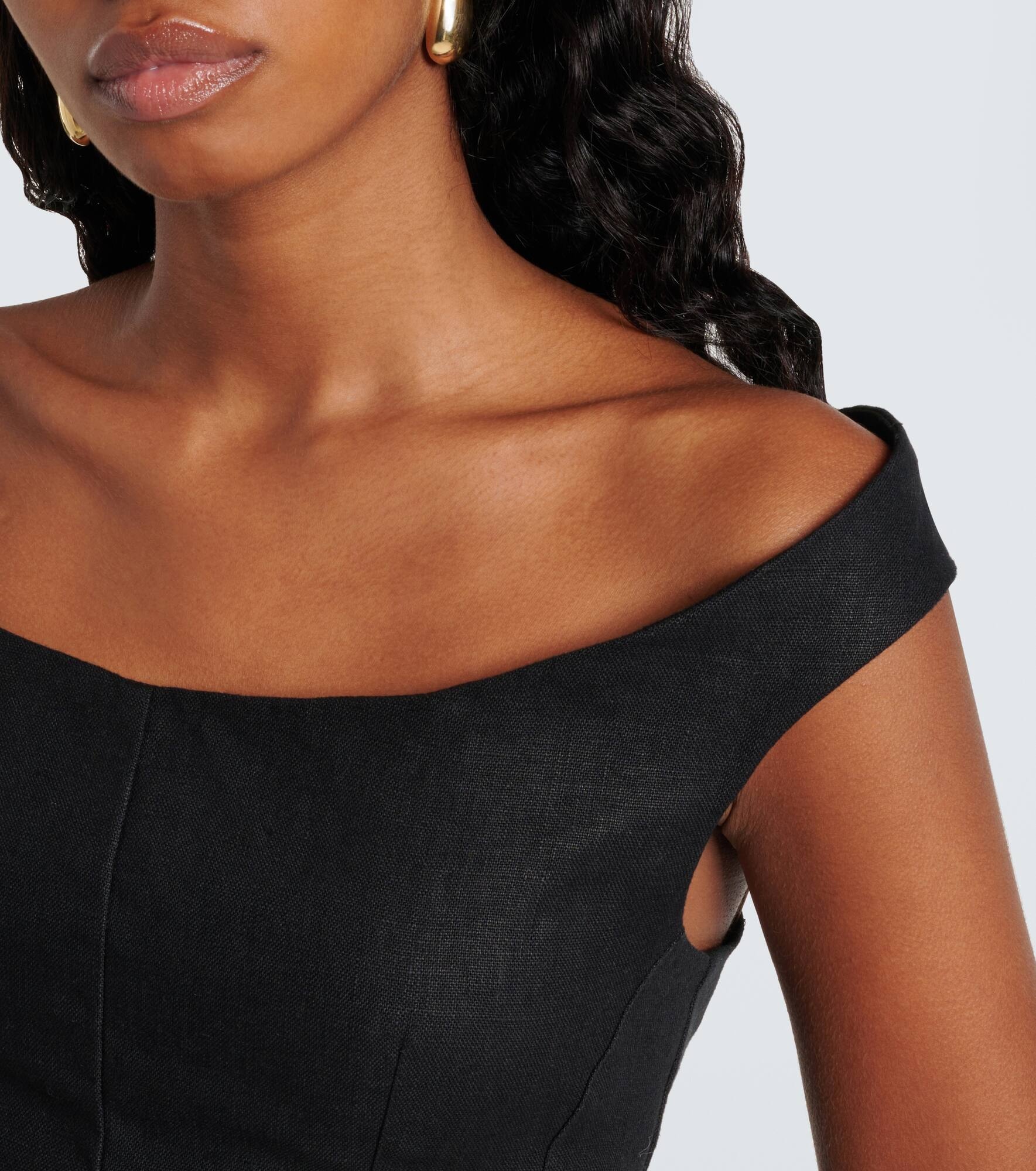 Olmeto off-shoulder linen minidress - 4