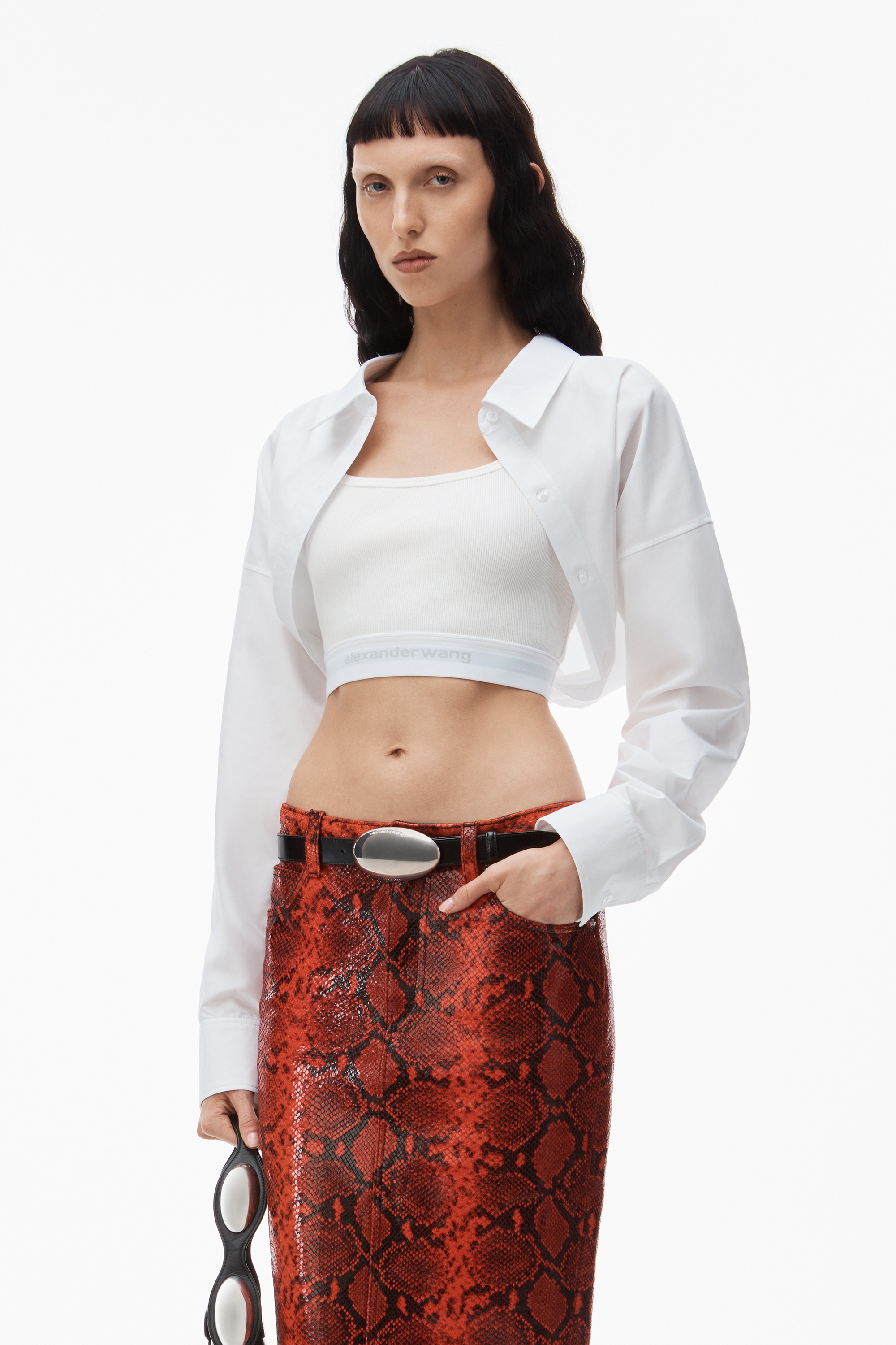 layered crop bolero in compact cotton - 2