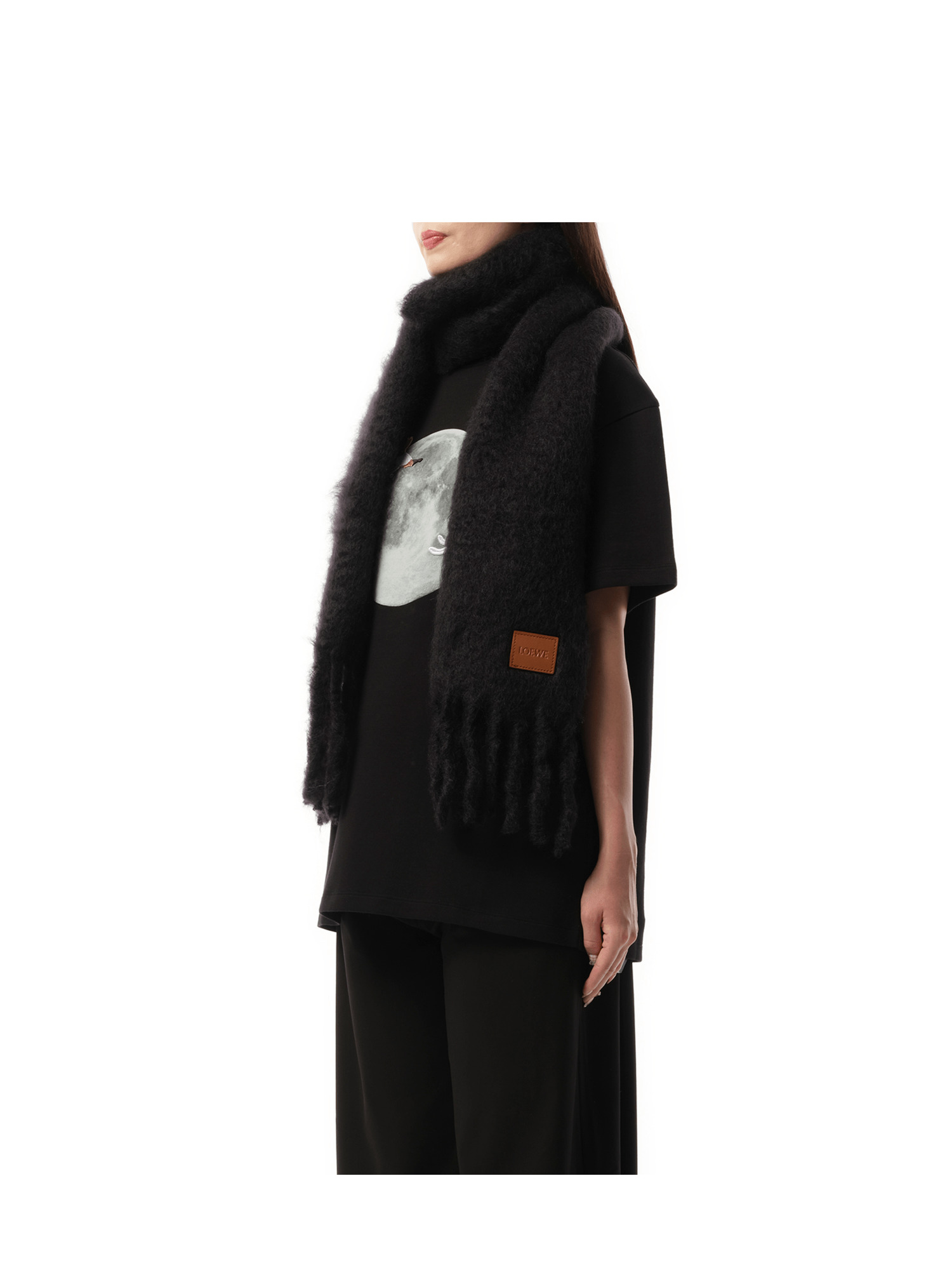 Mohair Blend Scarf in Black - 5