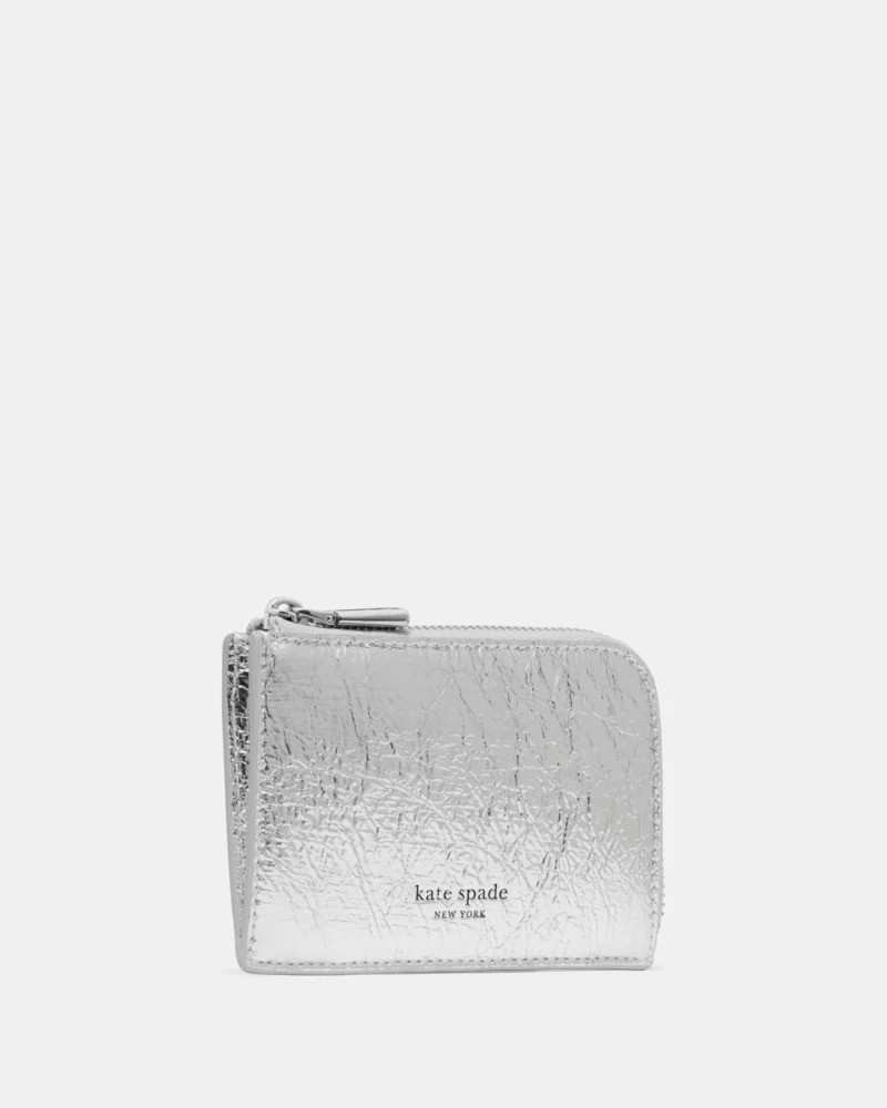 kate spade Crinkle Metallic Mini Zip Card Case outlook