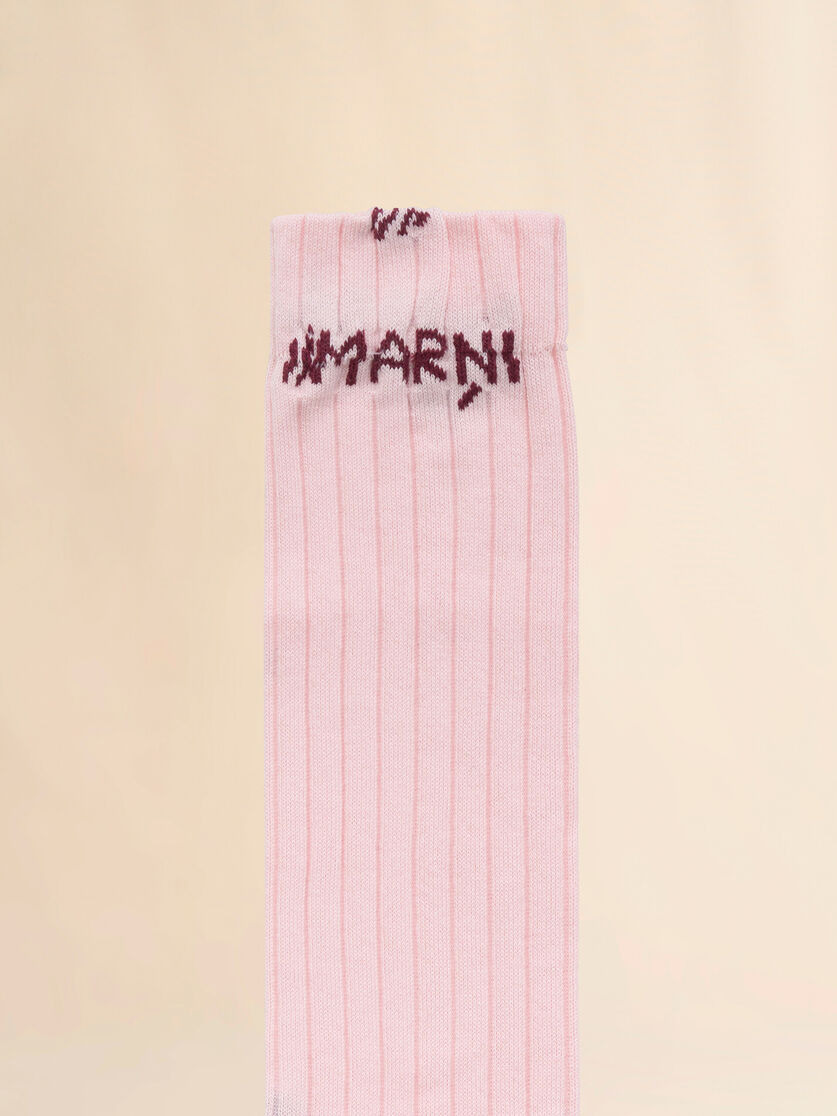PINK RIBBED COTTON SOCKS WITH MARNI MENDING - 3