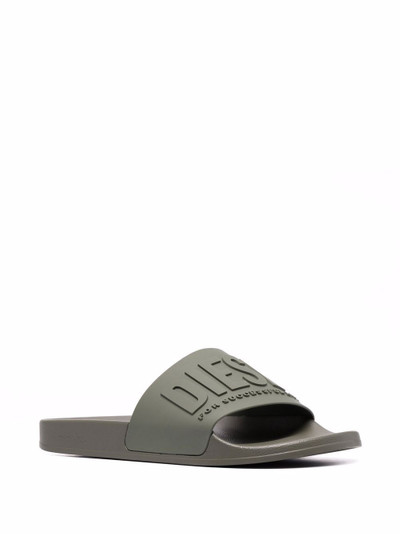 Diesel embossed-logo pool sliders outlook