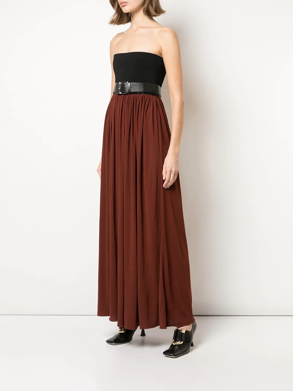 strapless pleated dress - 3