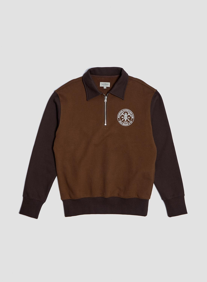 Wild Bricks Mec Half Zip Pullover Brown 1