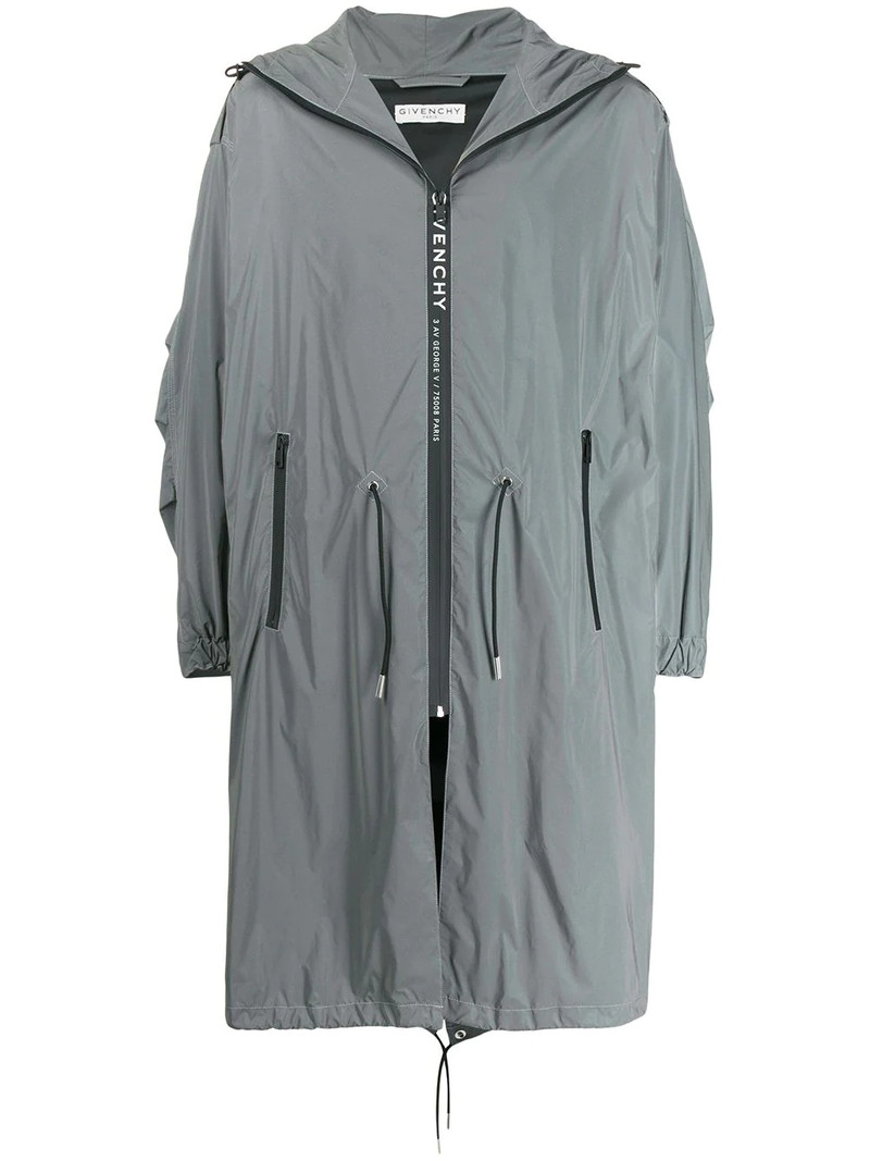 hooded drawstring-waist parka 1