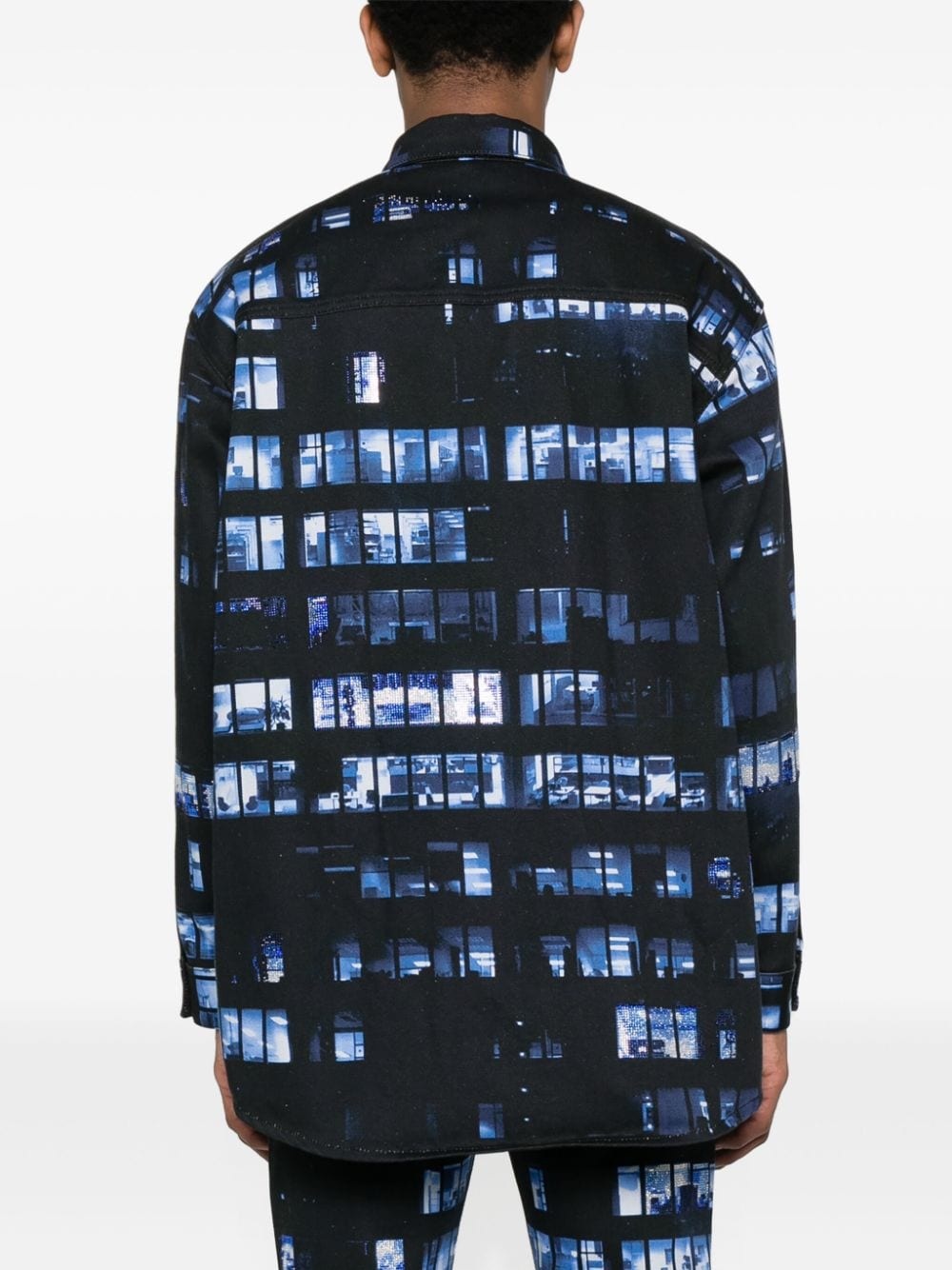 Windows-print denim shirt jacket - 4
