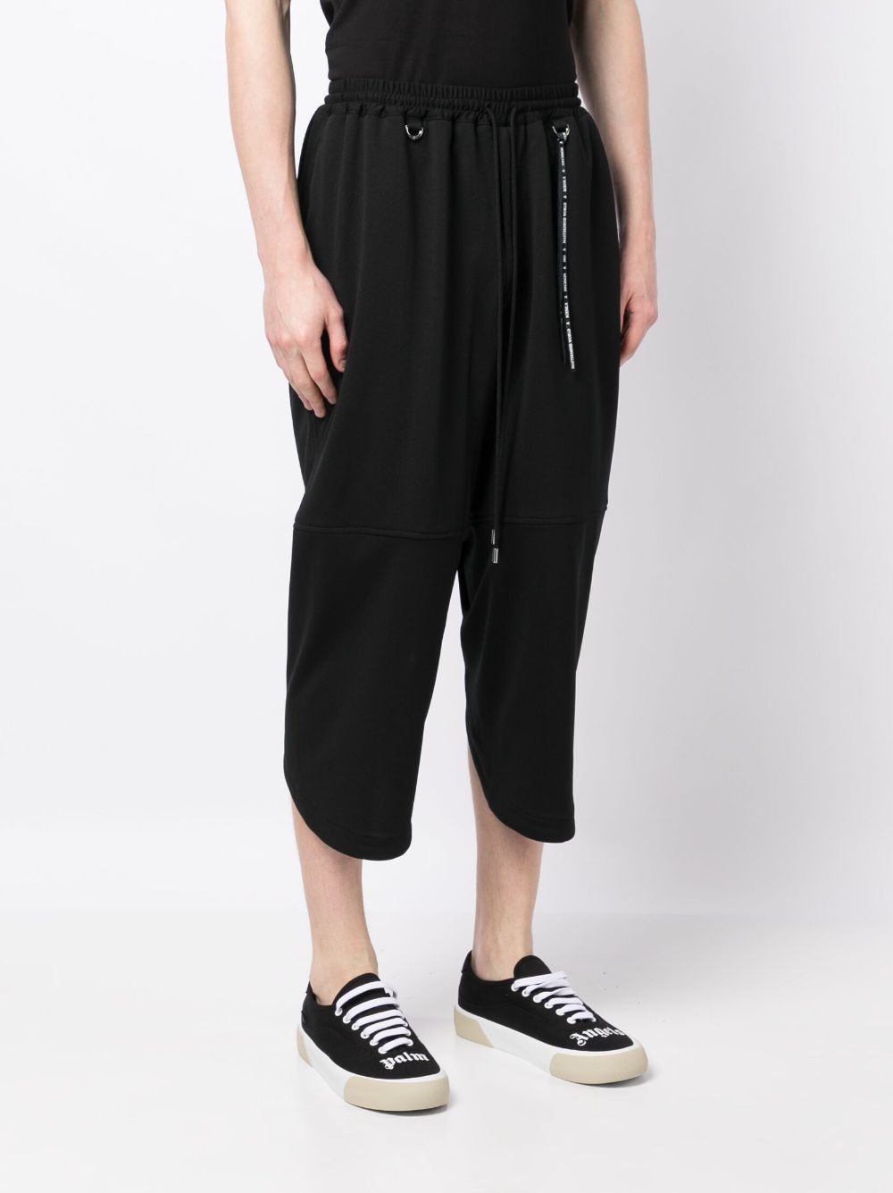 skull-print drawstring cropped trousers - 4