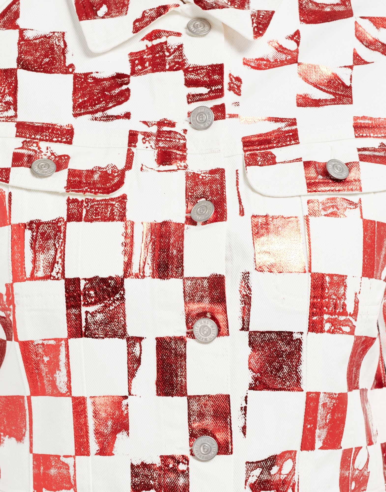 Fchess mylar print fitted denim jacket - 6