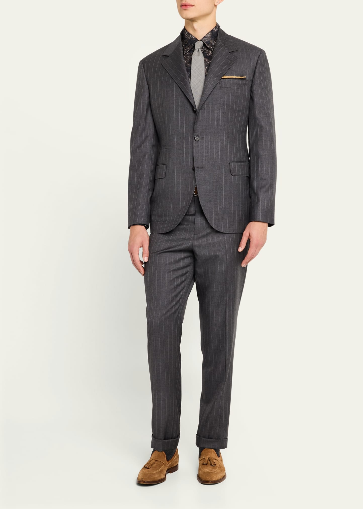 Men's 150s Wool Pinstripe Suit - 2
