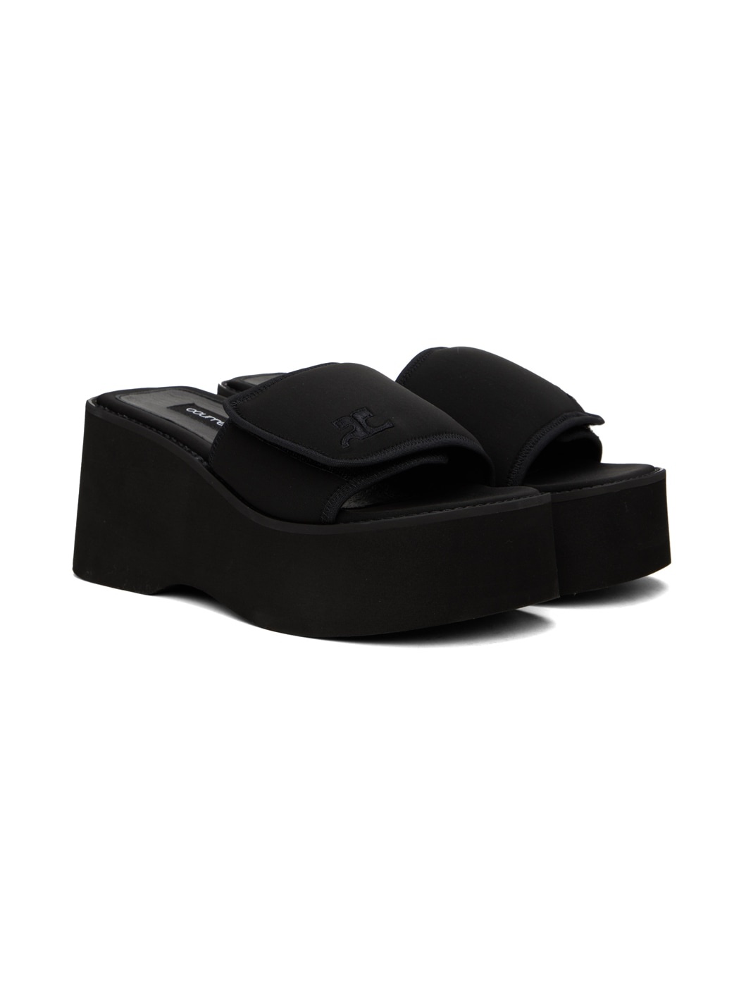 Black Scuba Wave Platform Sandals - 4