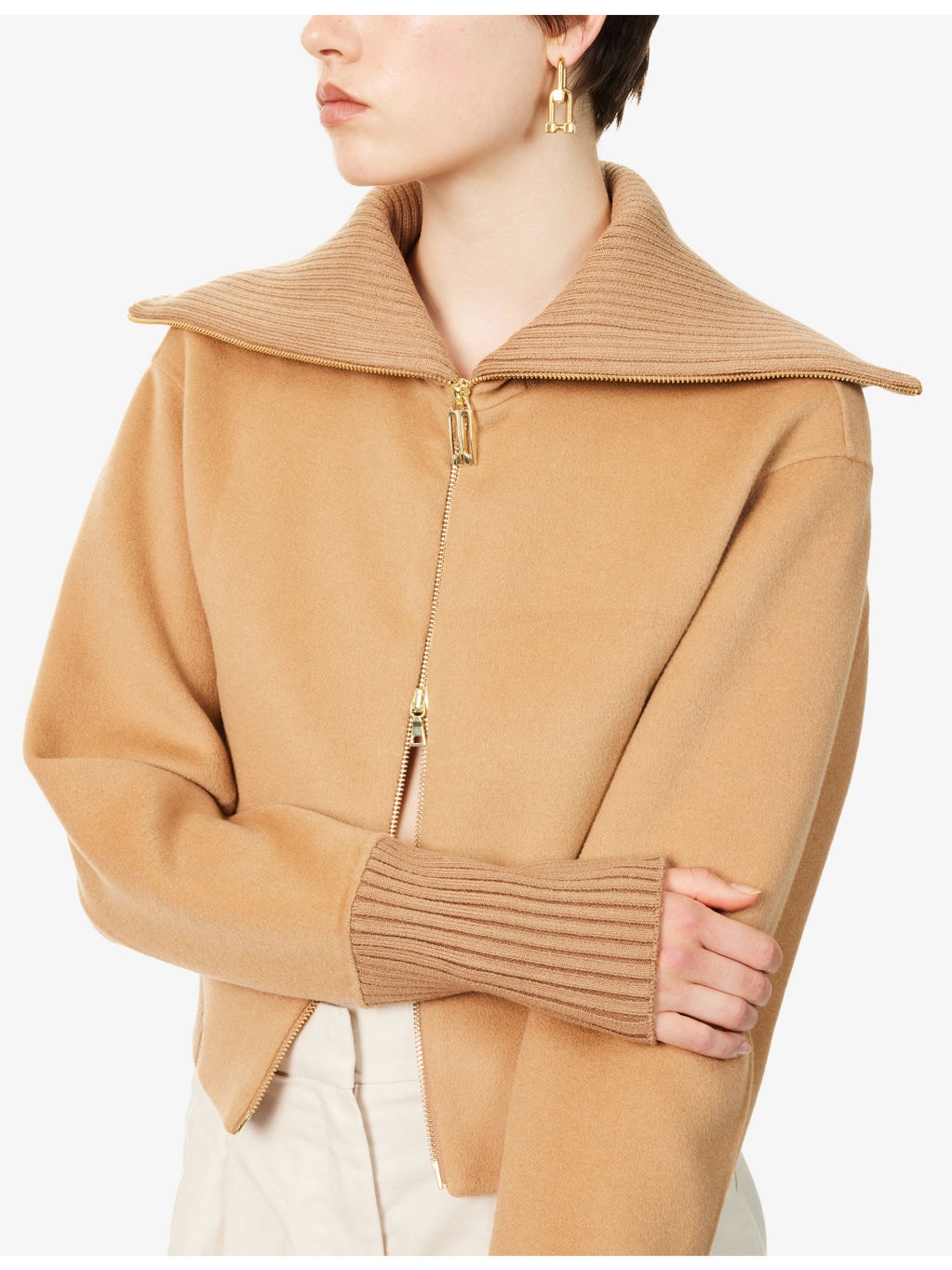 Slim-Fit High-Neck Wool-And-Cashmere Bomber Jacket - 5