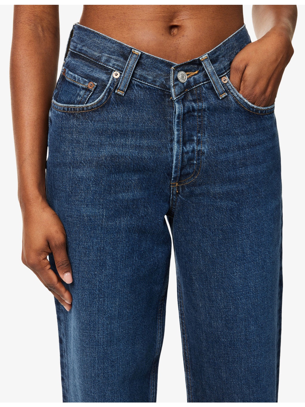 V-Waist Baggy-Fit Denim Jeans - 5