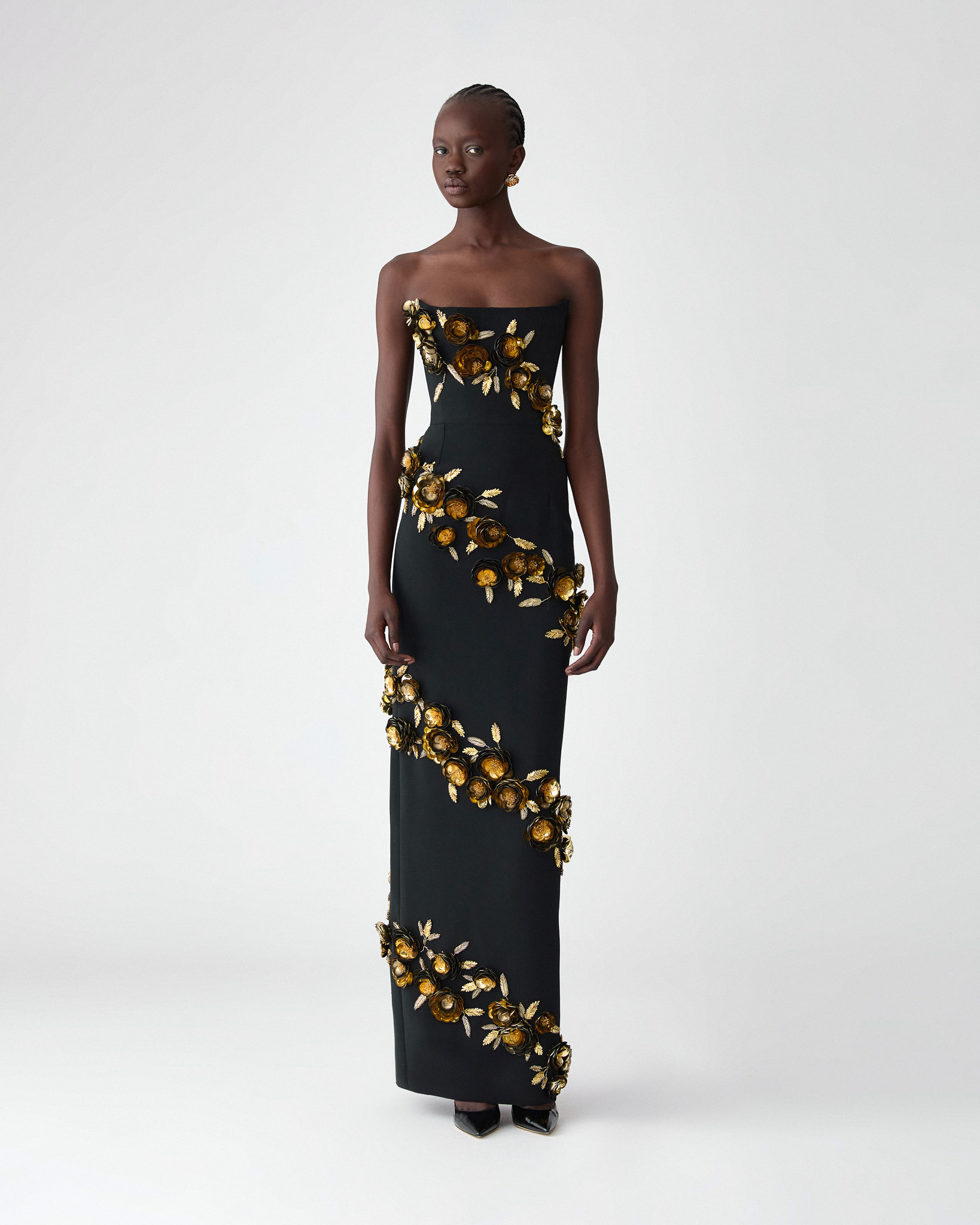 Floral-Embroidered Strapless Gown - 2