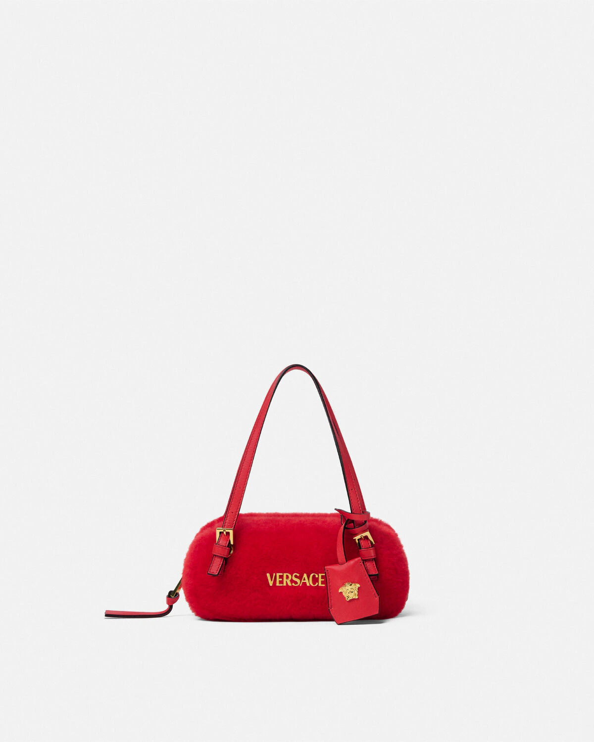Versace Tag Shearling Bowling Mini Bag - 1