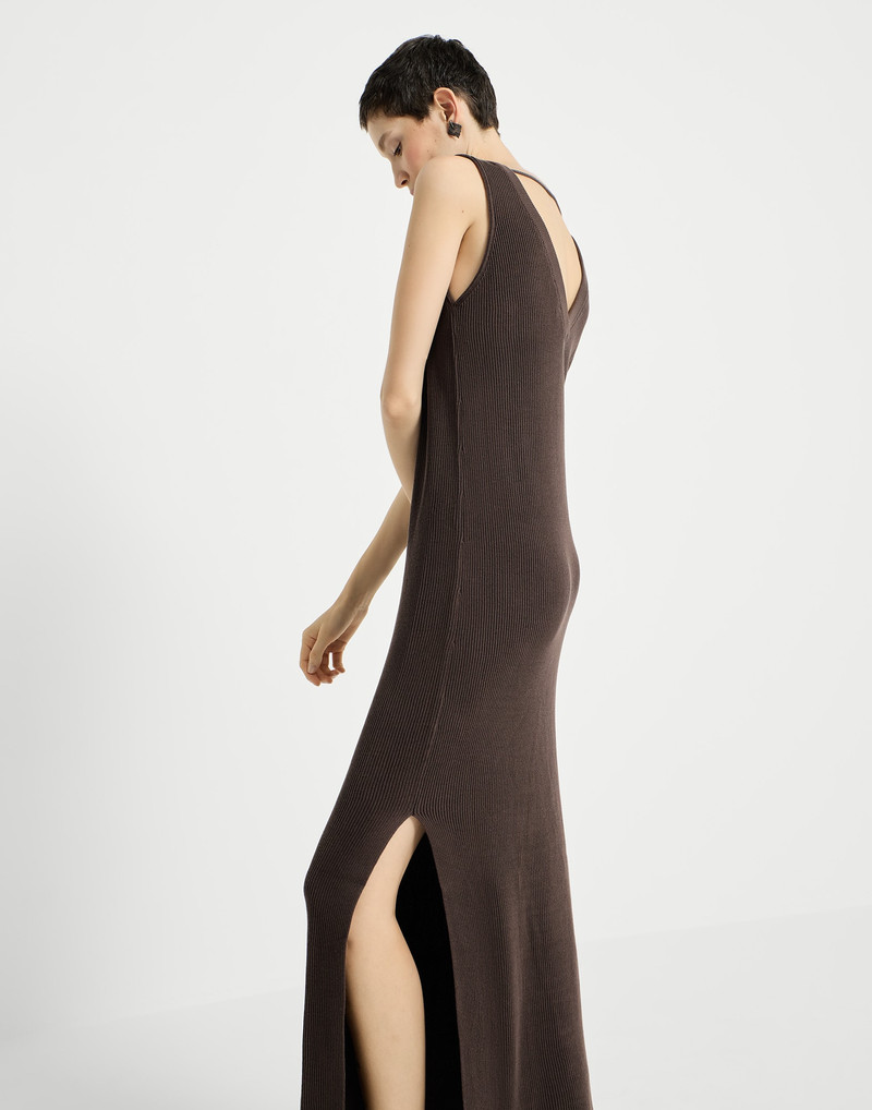 Cotton rib knit dress with monili 5