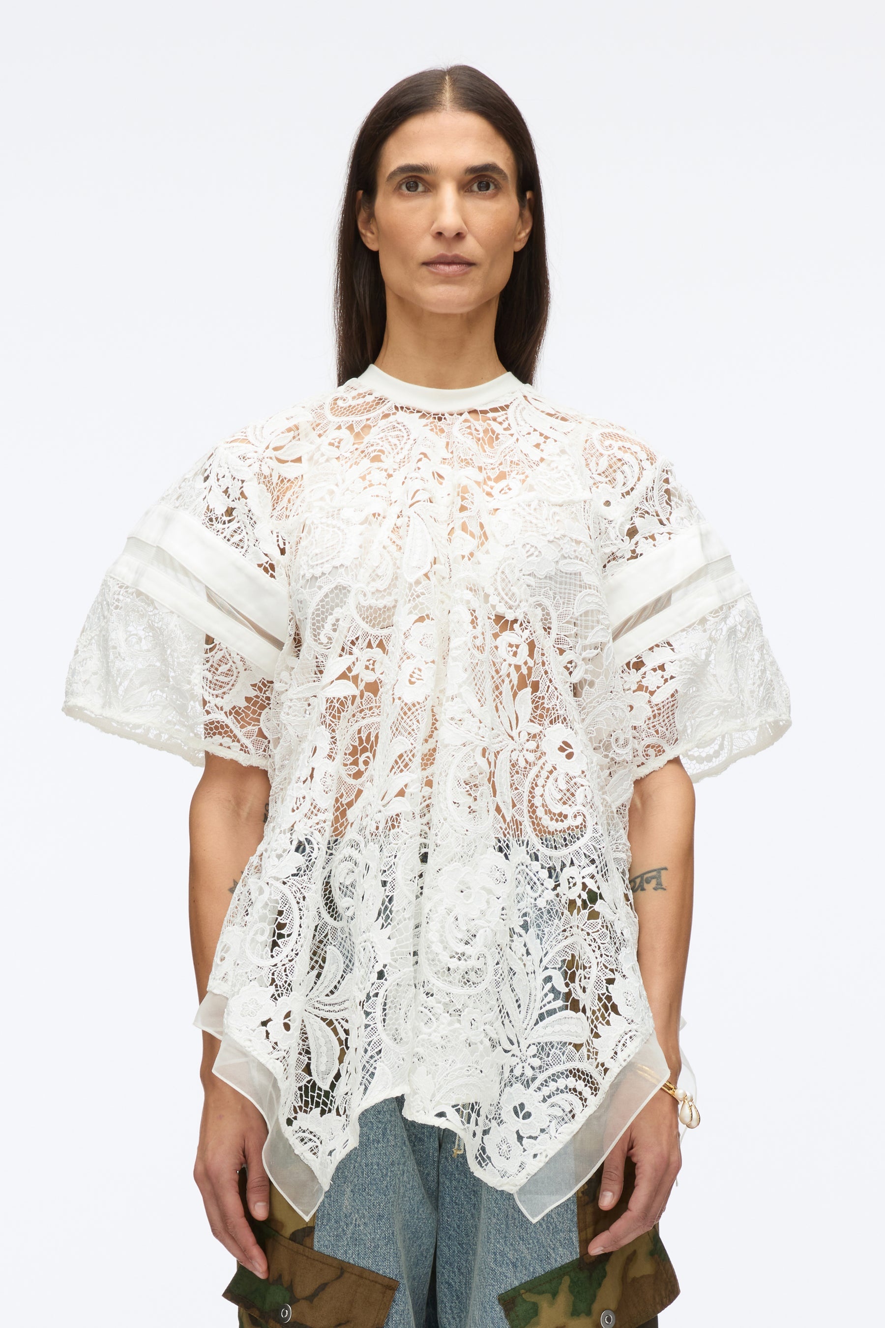 Embroidered Lace Hankerchief Top - 3