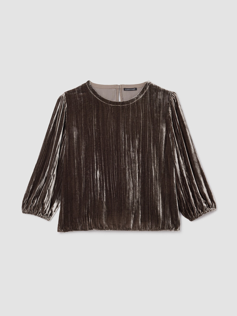 Crushed Velvet Round Neck Top 1