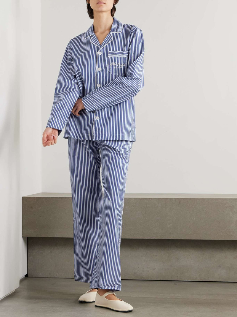 + The Carlyle embroidered striped cotton-poplin pajama pants Blue 3