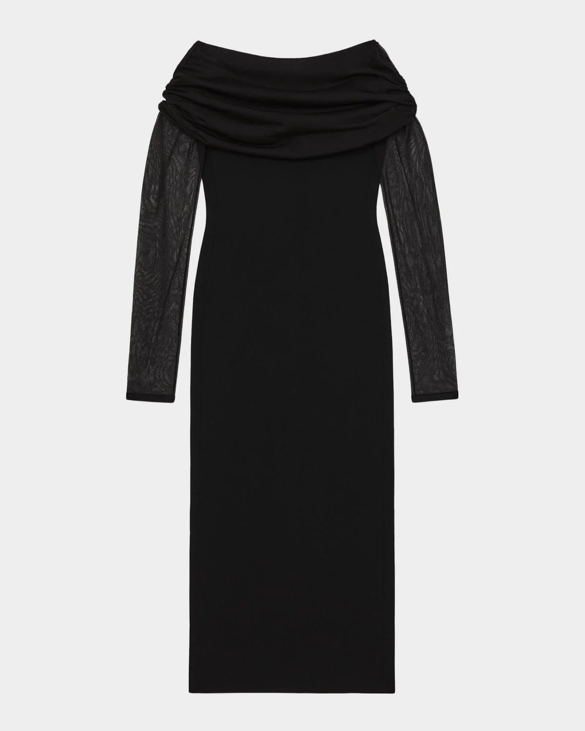 Angelica Sheer-Sleeve Off-Shoulder Midi Dress - 1