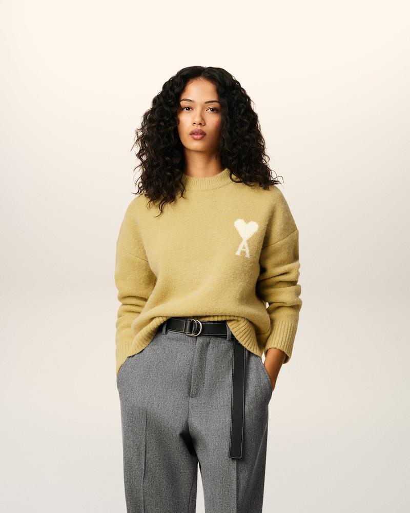 AMI Paris YELLOW  ALPACA AMI DE COEUR CREWNECK SWEATER outlook