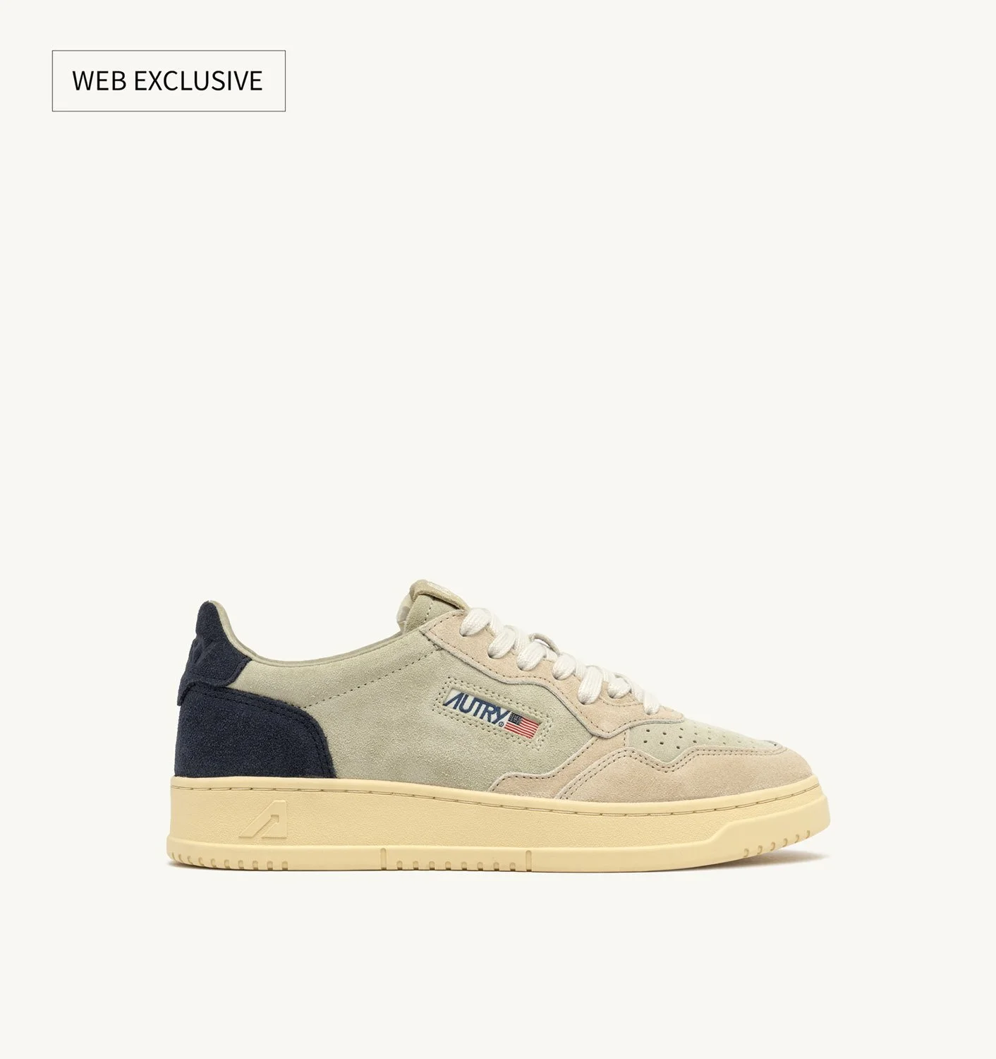 MEDALIST LOW TRICOLOR SNEAKERS IN BEIGE ECRU AND SPACE BLUE SUEDE - 1