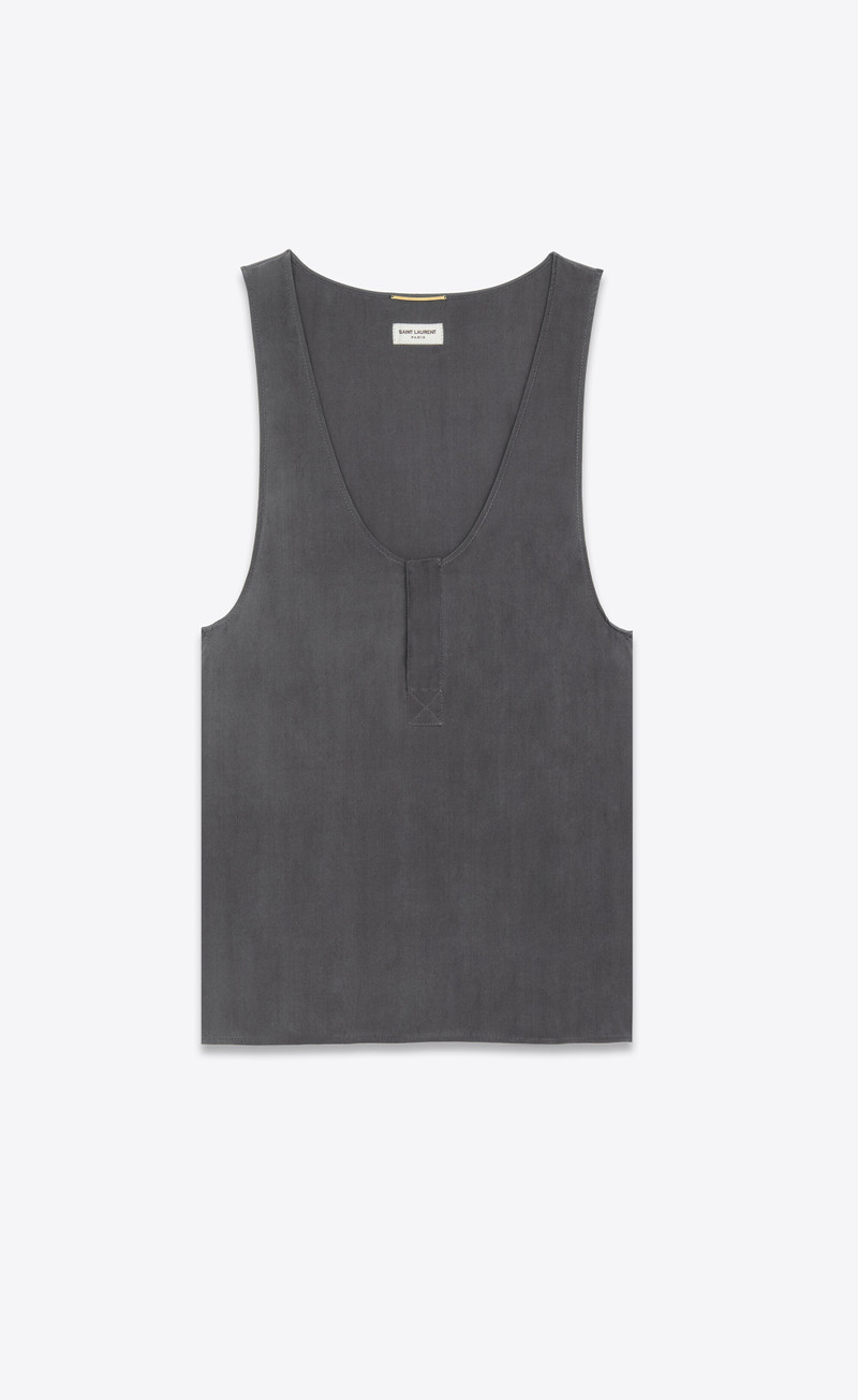 Henley 목 실크 탱크 탑 - 1