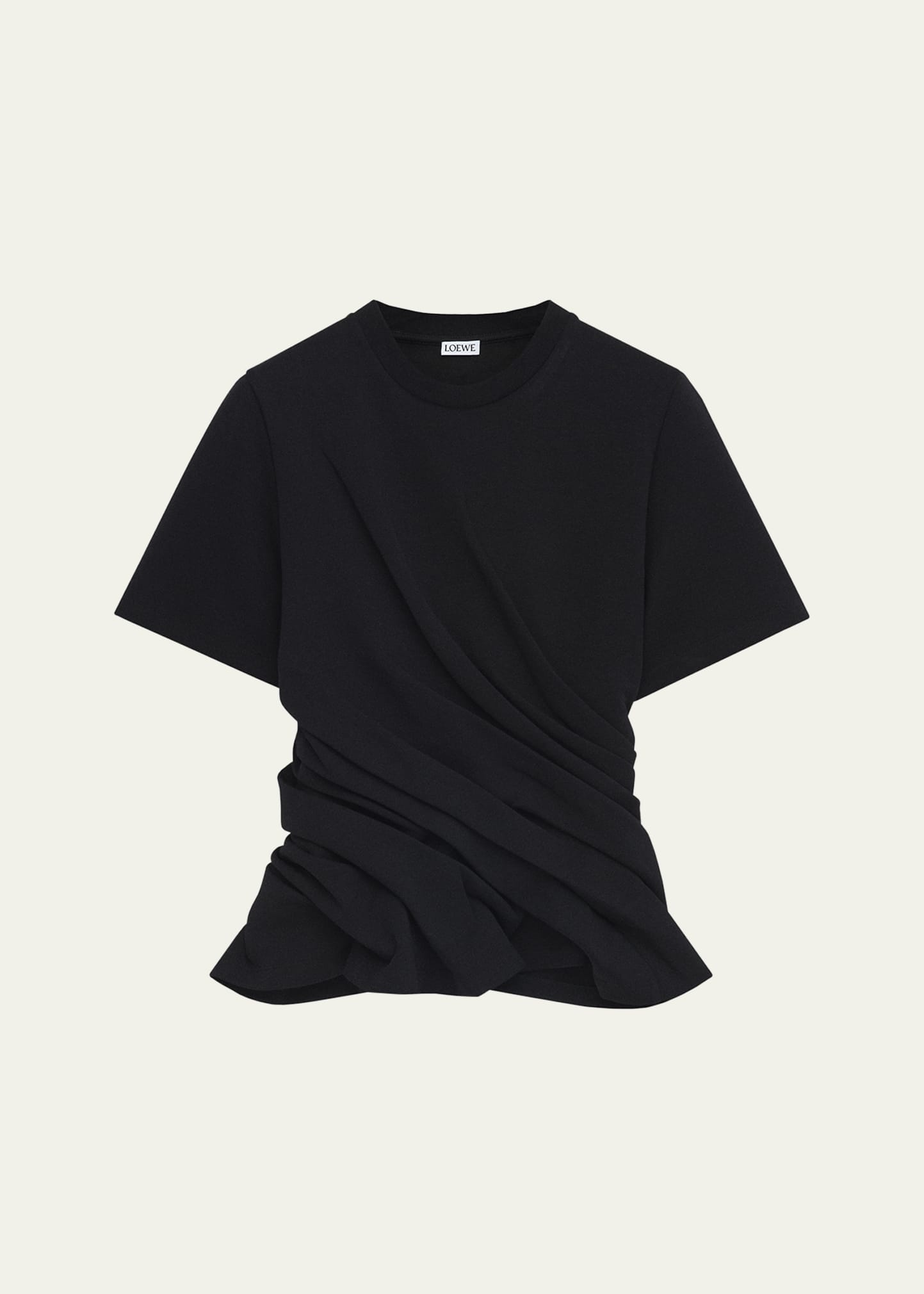 Short-Sleeve Draped Twisted T-Shirt - 1