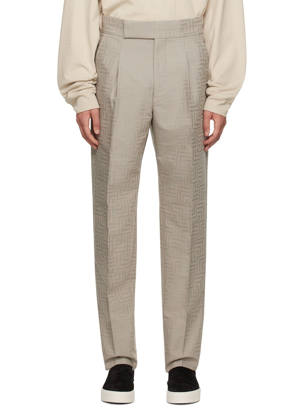 Taupe Tapered Trousers - 1