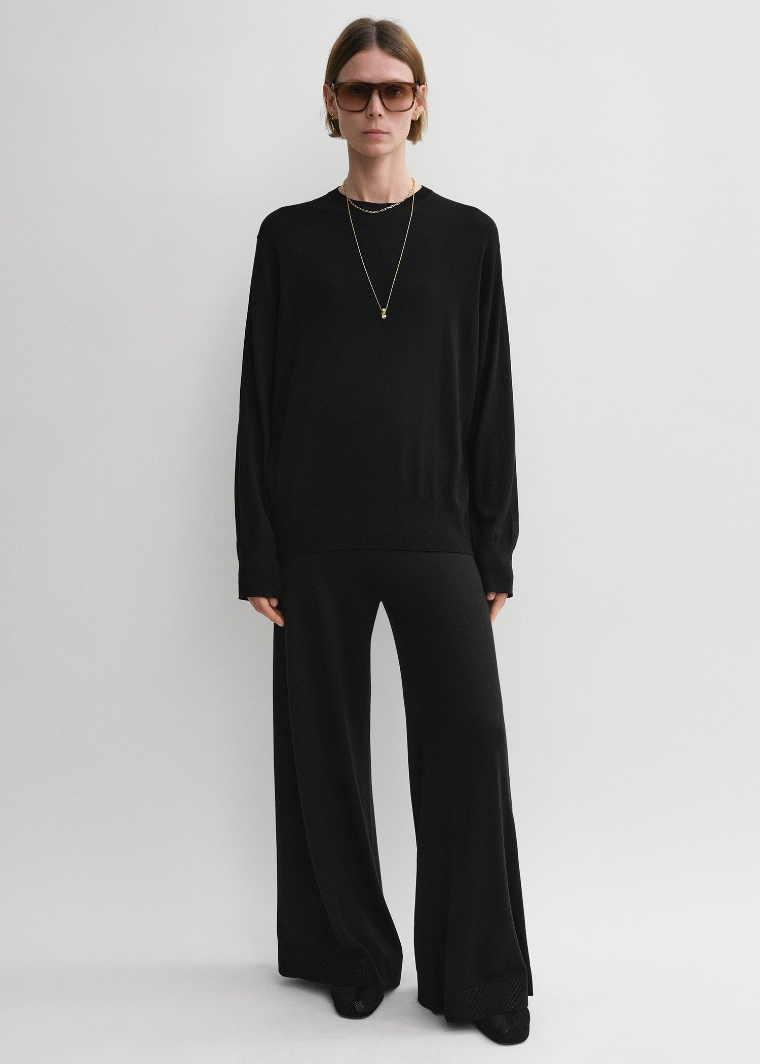 Crew-neck silk cashmere knit black - 2