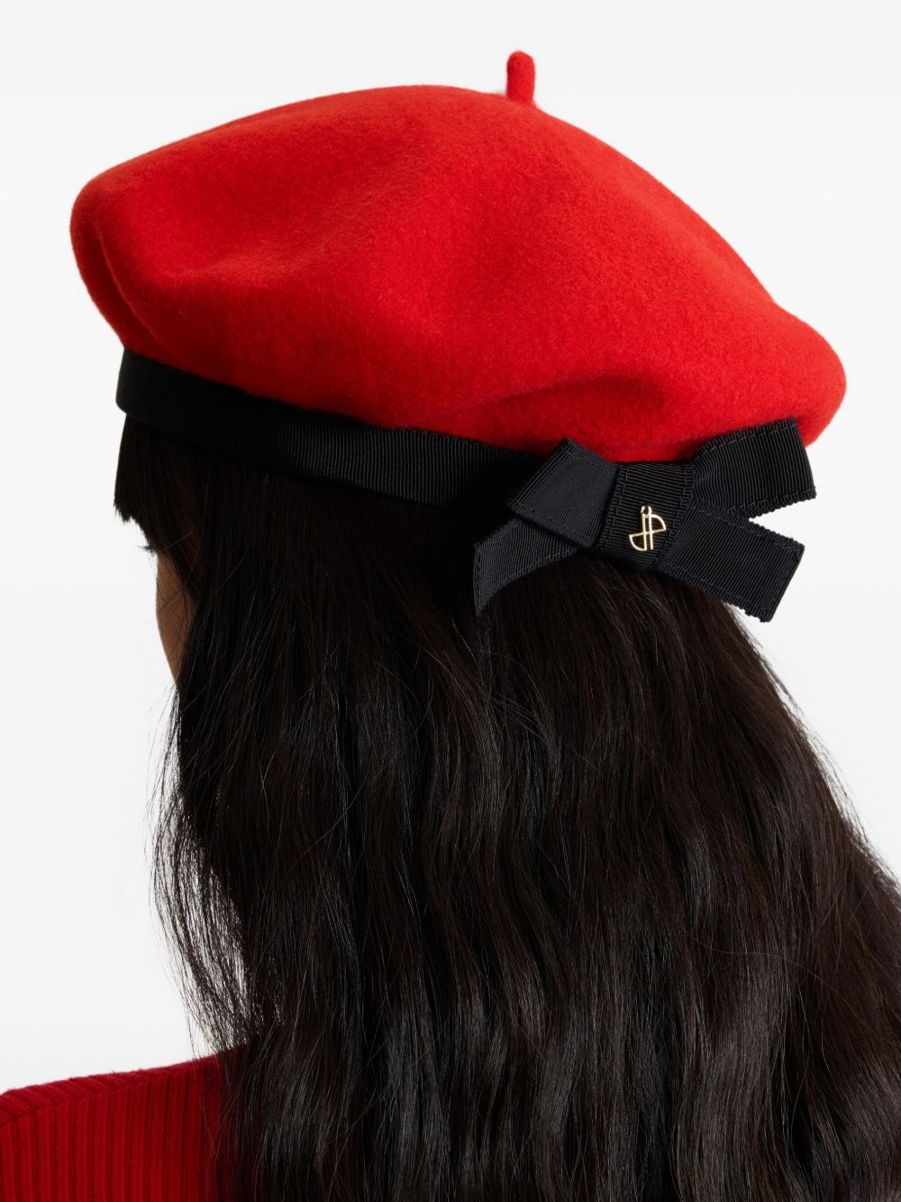 grosgrain-bow wool beret - 3