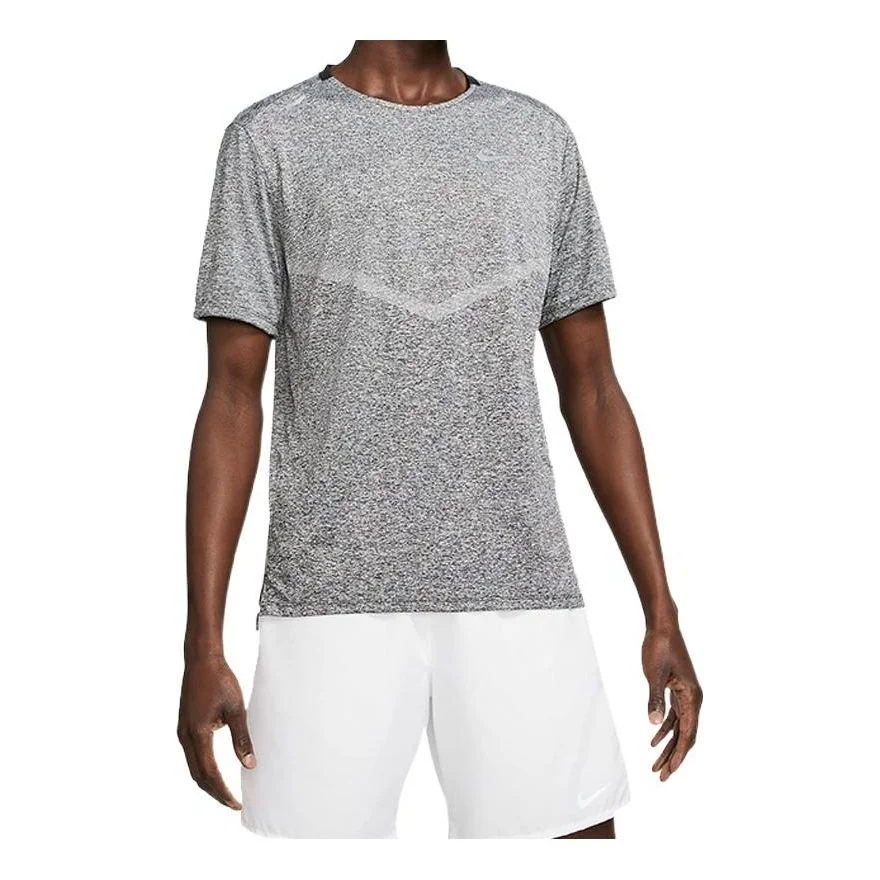 Nike Dri-fit Rise 365 Casual Sports Breathable Round Neck Short Sleeve Gray CZ9185-011 - 1
