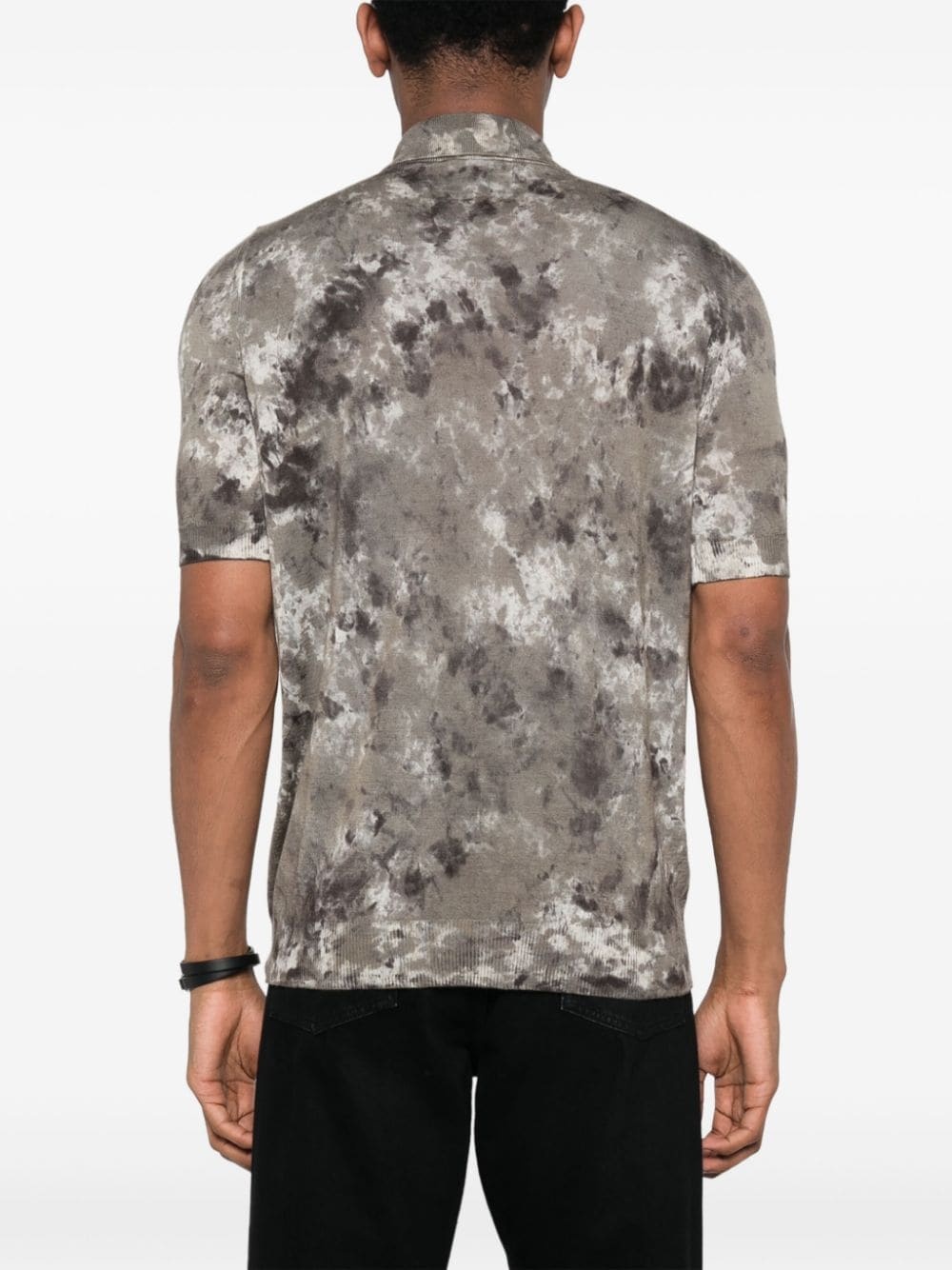 abstract-print ribbed polo shirt - 4