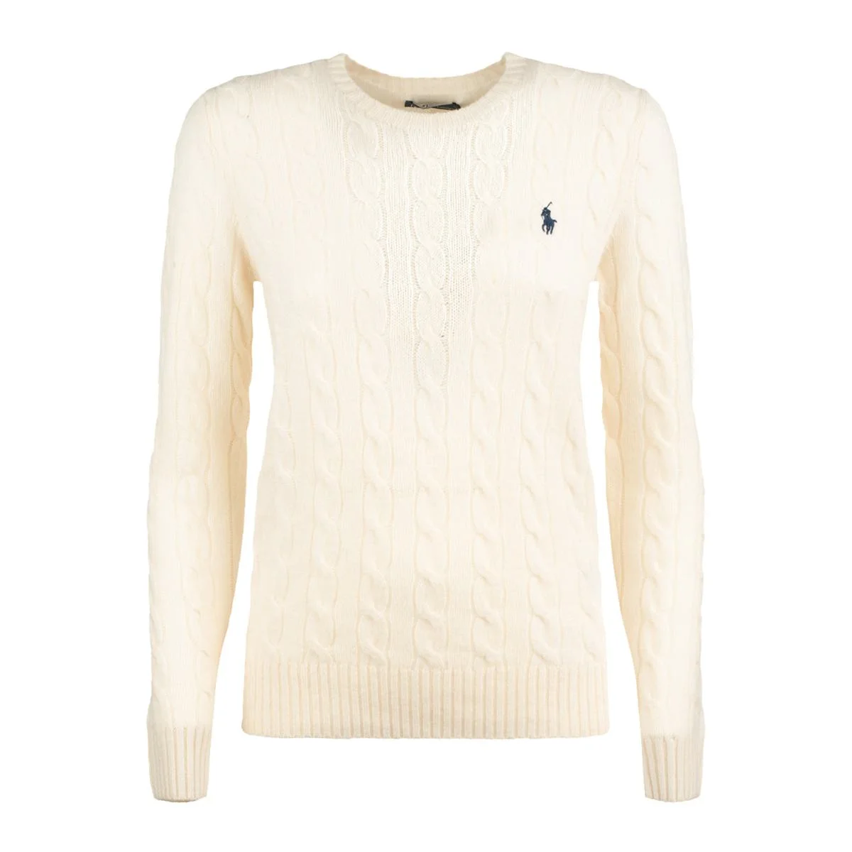 Ralph Lauren White Wool And Cashmere Cable-Knit Crew-Neck Sweater - 1