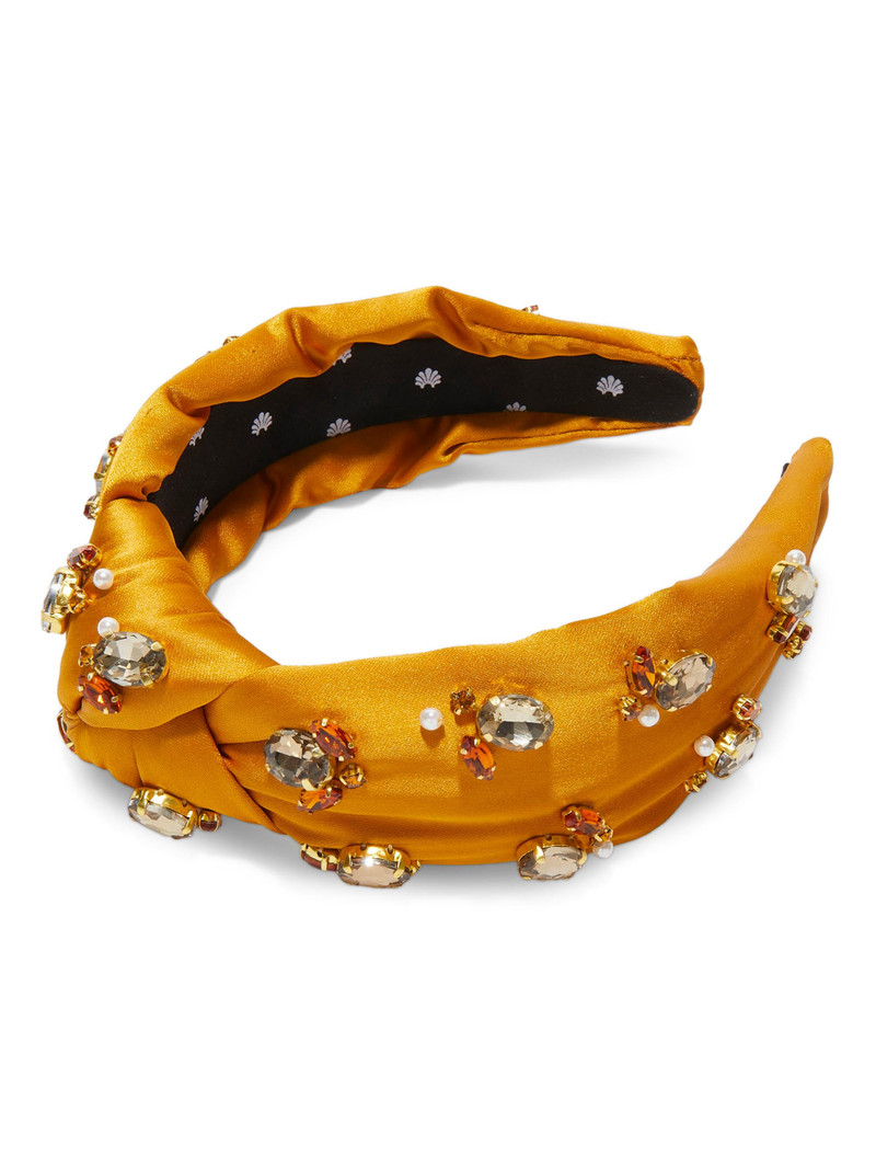 Women's Embellished Satin Knotted Headband - Maple 1