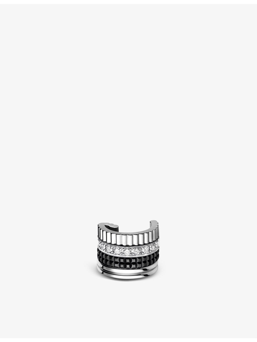 Quatre Black Edition medium 18ct white-gold, PVD and 0.14ct brilliant-cut diamond single ear cuff - 2