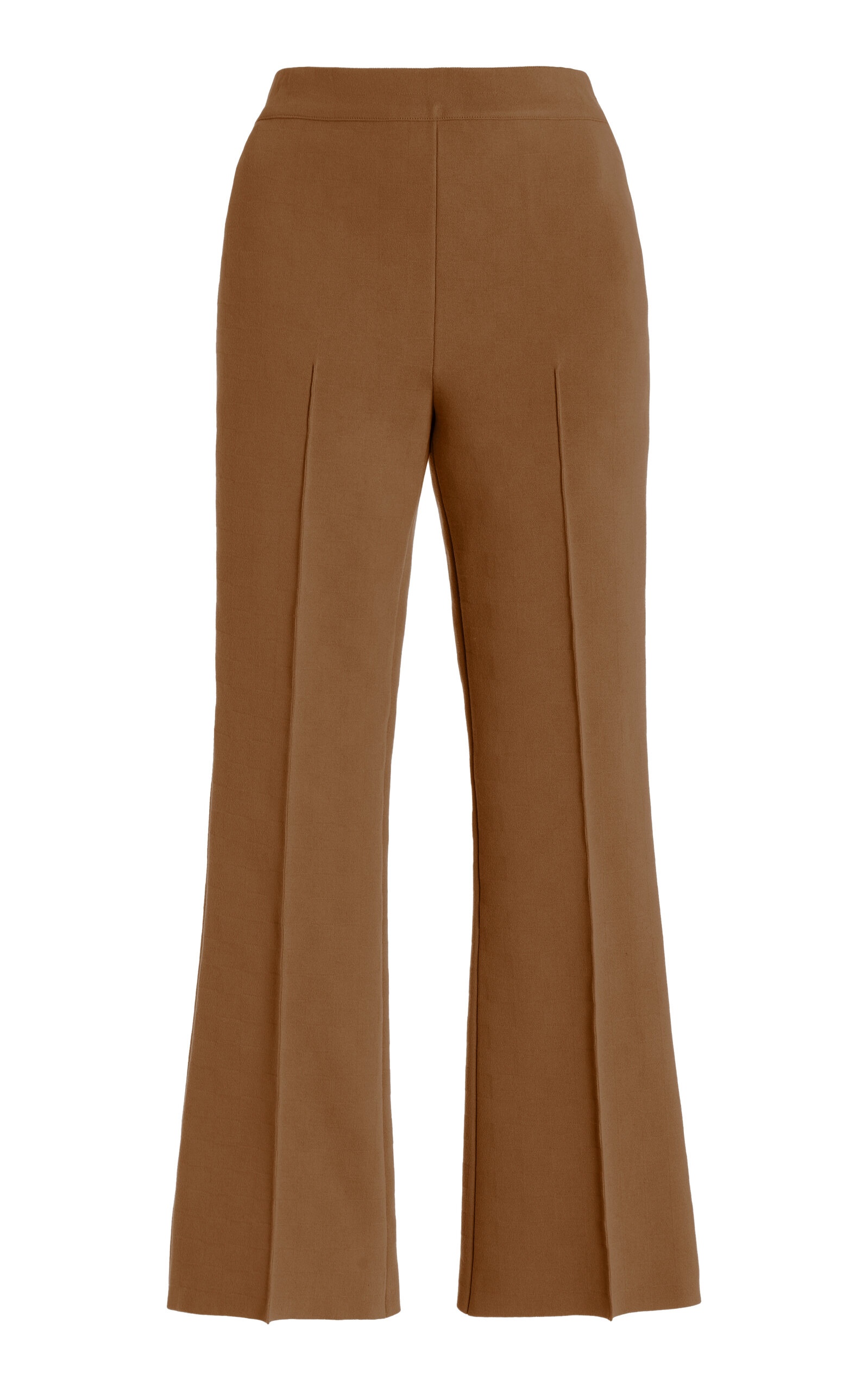 Exclusive Kick Flared Stretch-Cotton Knit Pants brown - 1