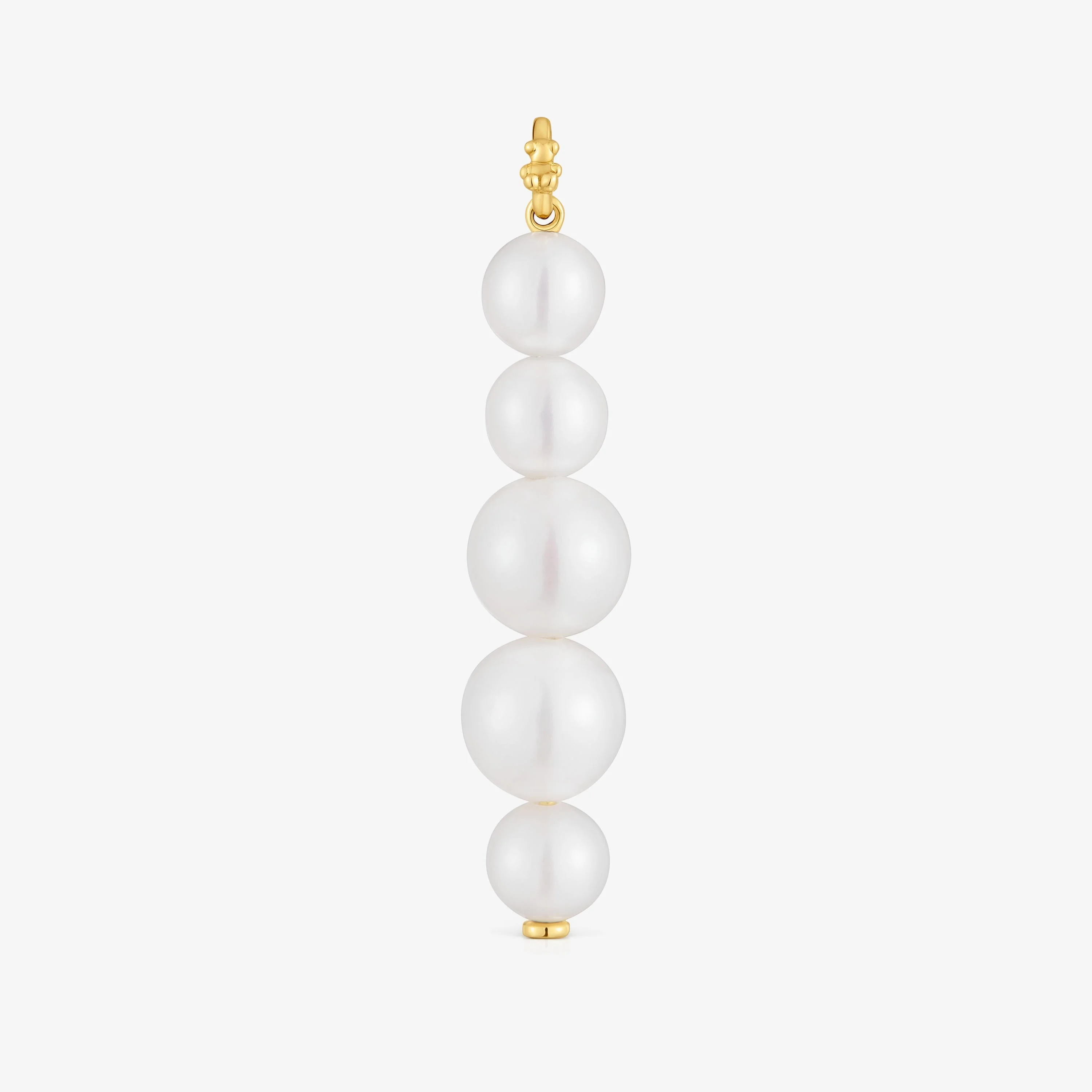 Long 14K solid gold Pendant with cultured pearls Medallions - 1
