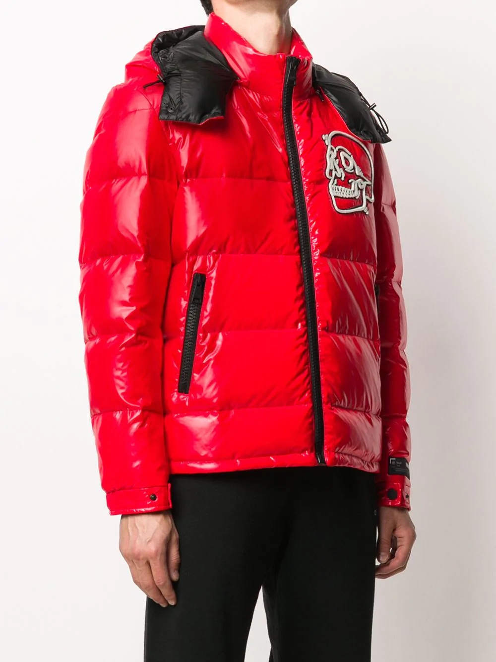 embroidered-skull puffer jacket - 3