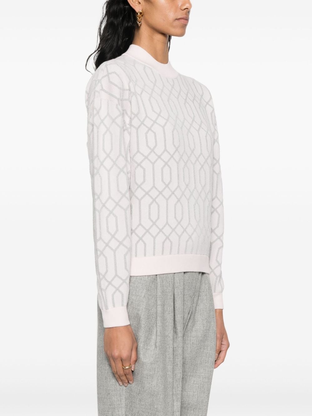 patterned-jacquard drop-shoulder jumper - 3