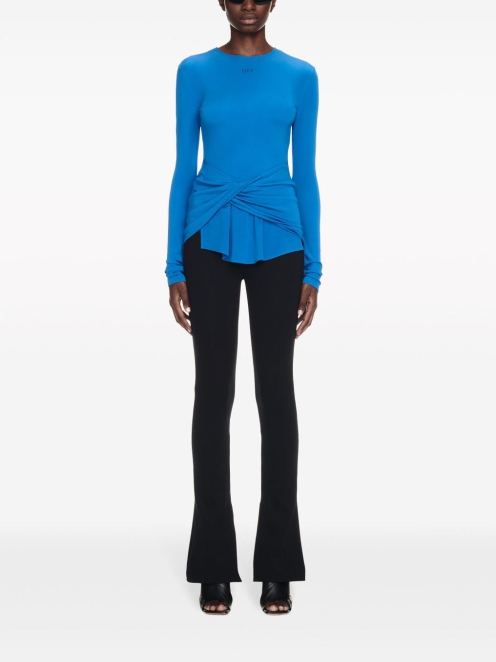 logo-print draped top - 2