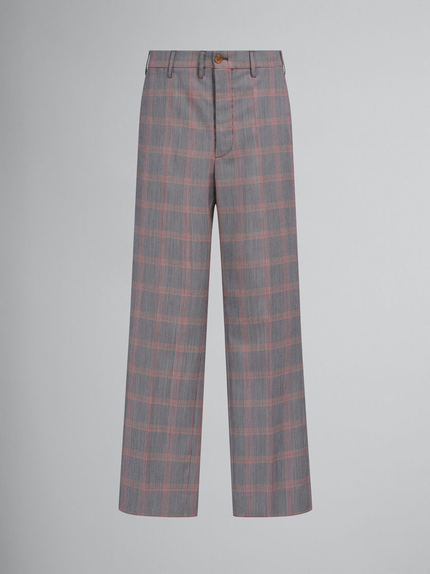 ORANGE CHECKED TECH WOOL CHINOS - 1