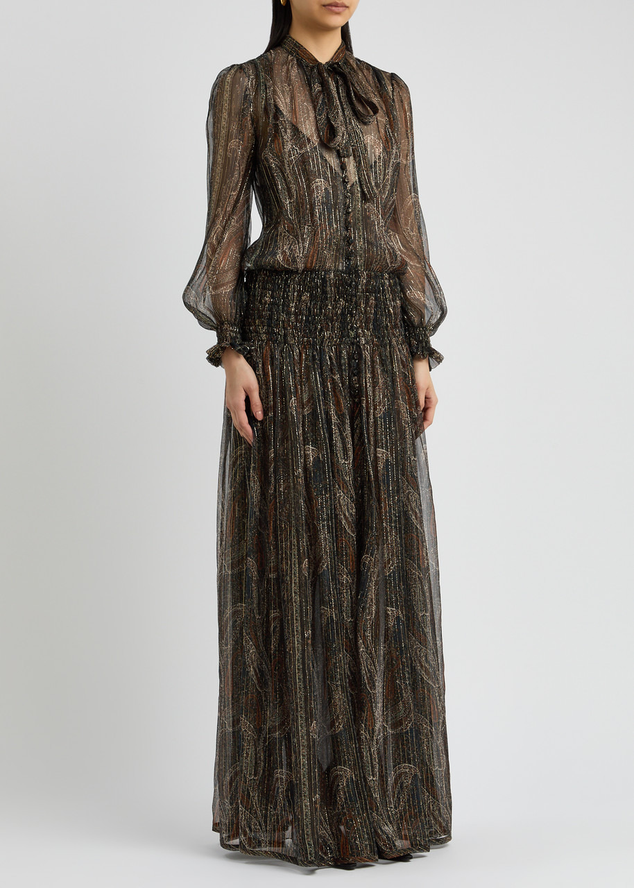 Saint Laurent Paisley-print Silk-blend Chiffon Maxi Dress - 2