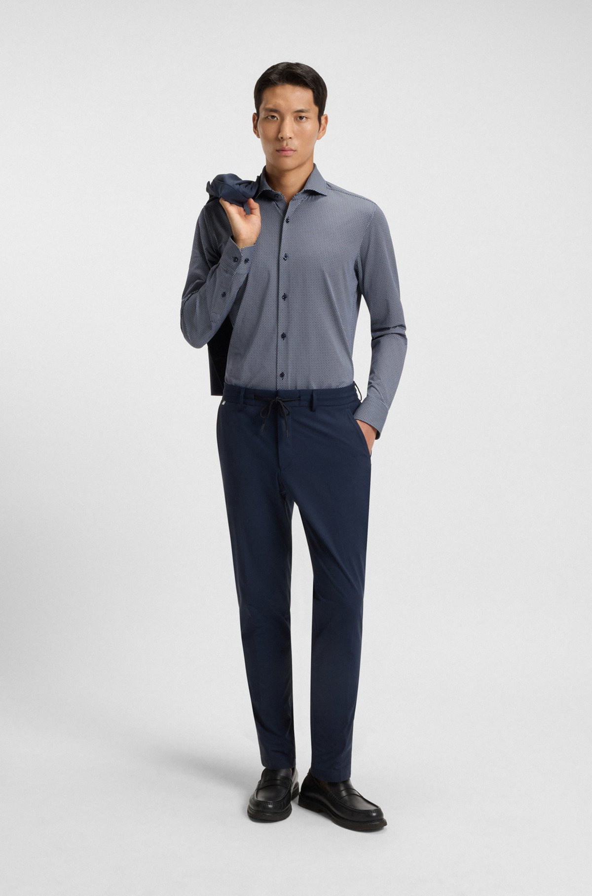 SLIM-FIT SHIRT IN PRINTED ITALIAN-MADE PERFORMANCE-STRETCH JERSEY - 4