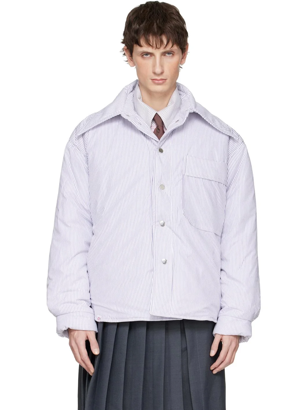White & Purple Puffer Overshirt - 1