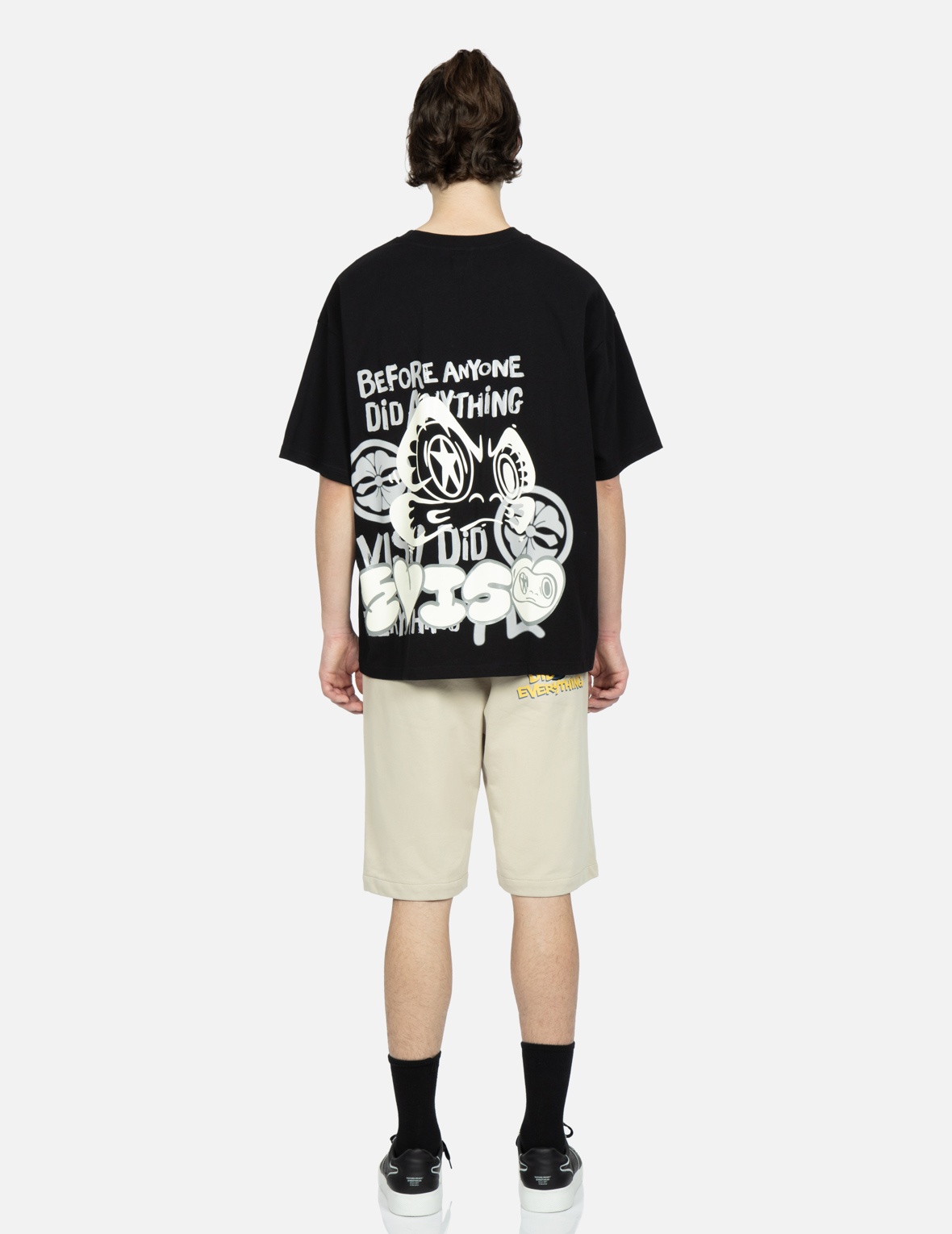 GRAFFITI DARUMA PRINT SWEAT SHORTS - 5