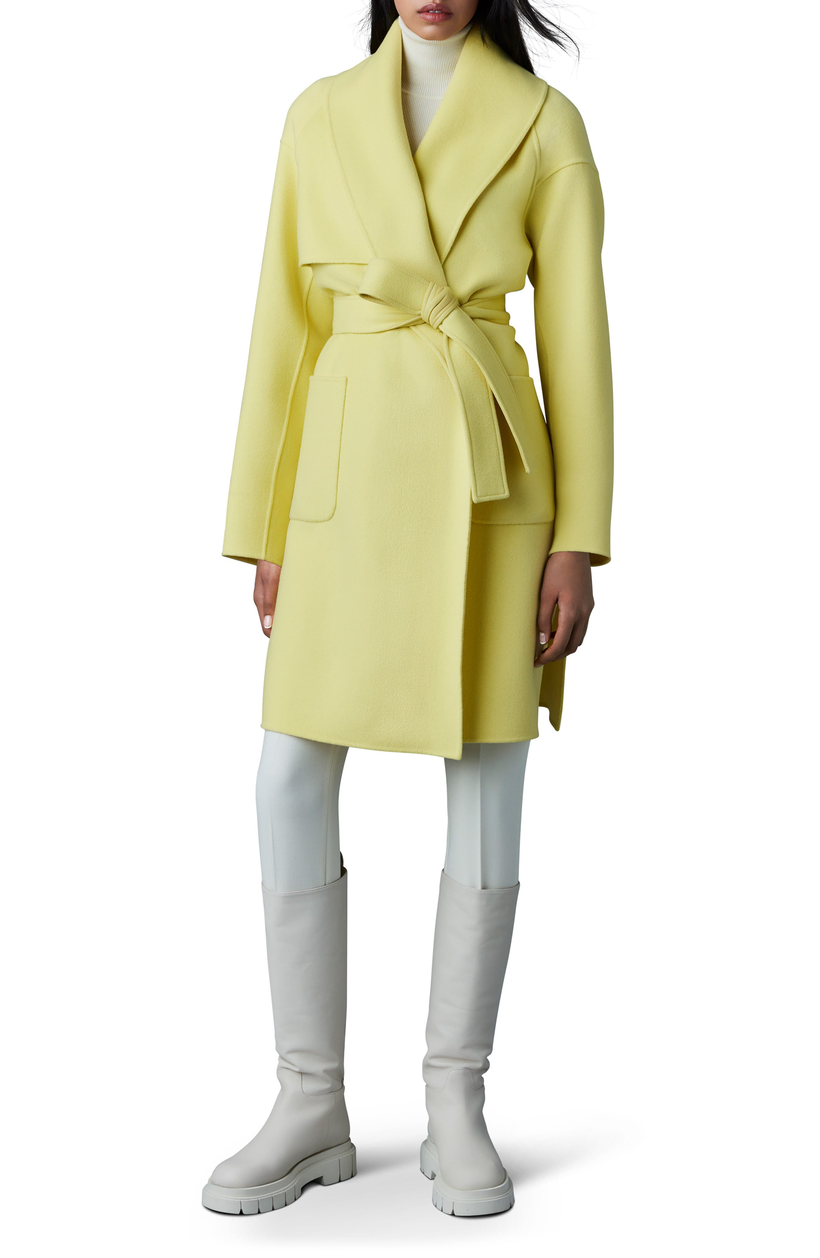 Thalia Double Face Tie Waist Wool Coat - 1